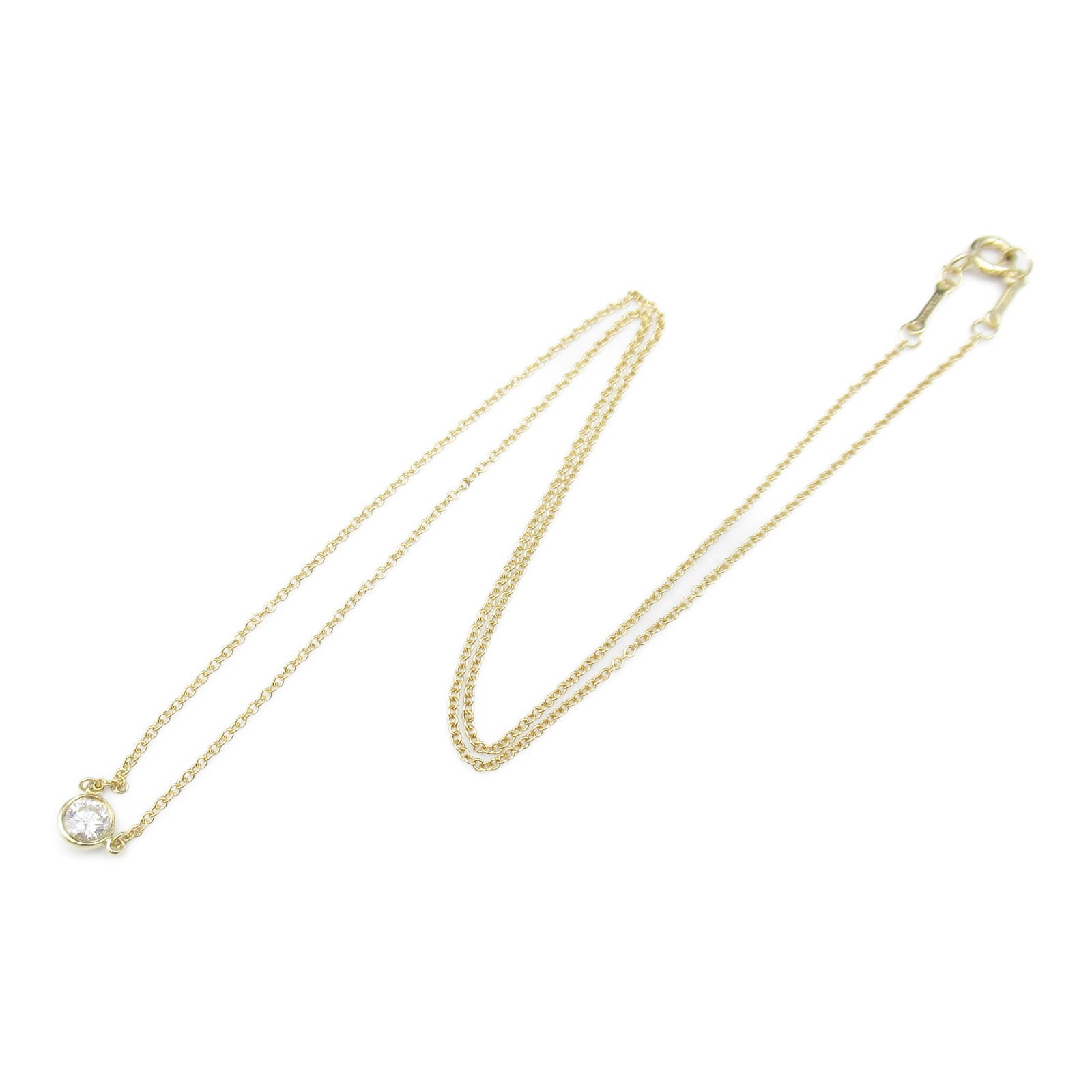 TIFFANY＆CO 18K黃金By The Yard Necklace 0.21ct鑽石項鍊