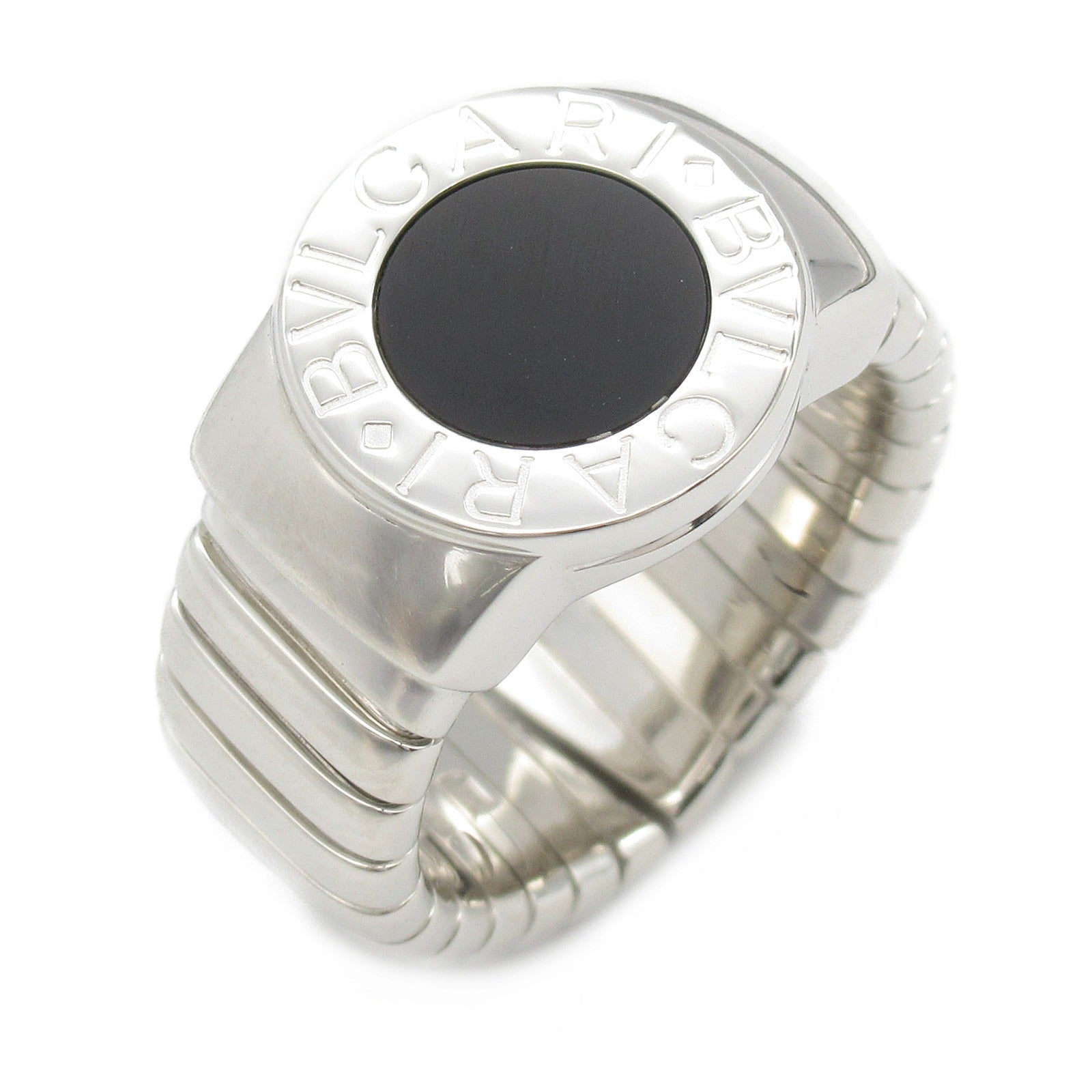 BVLGARI 18K白金BVLGARI Tubogas Onyx Ring縞瑪瑙戒指Bvlgari#52/US#6.25
