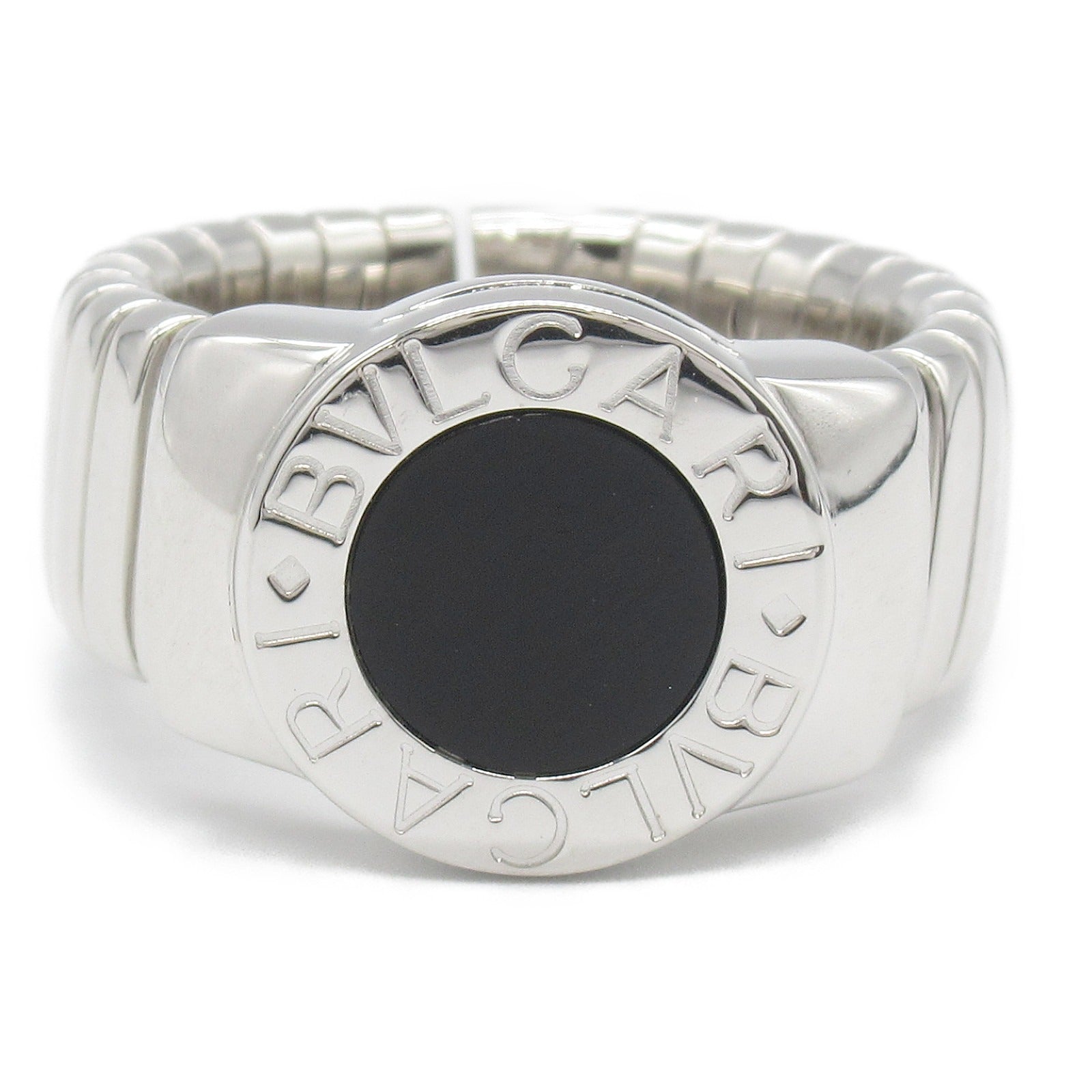 BVLGARI 18K白金BVLGARI Tubogas Onyx Ring縞瑪瑙戒指Bvlgari#52/US#6.25