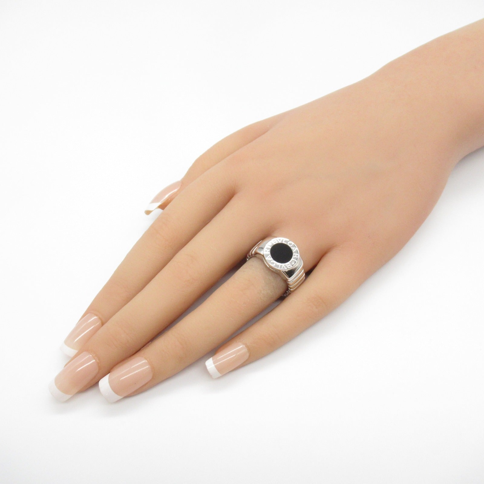 BVLGARI 18K白金BVLGARI Tubogas Onyx Ring縞瑪瑙戒指Bvlgari#52/US#6.25
