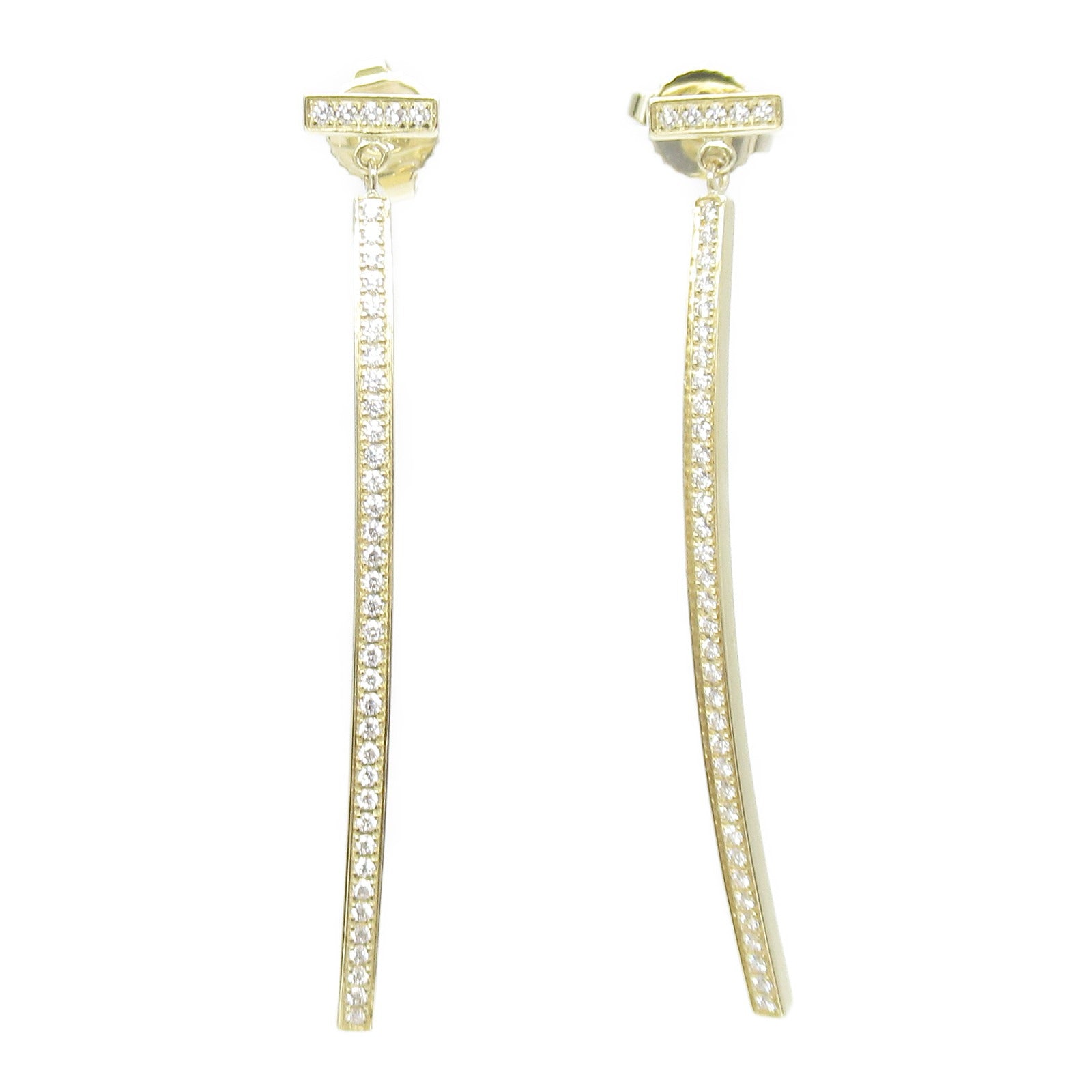 TIFFANY＆CO 18K黃金T Wire Bar Diamond Earrings 0.21ct鑽石耳環