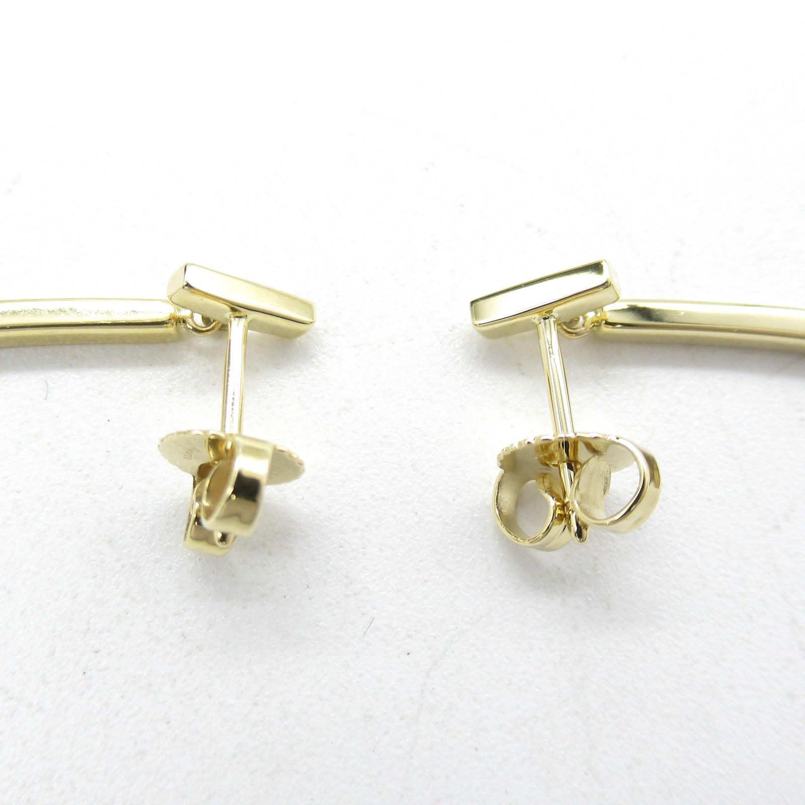 TIFFANY＆CO 18K黃金T Wire Bar Diamond Earrings 0.21ct鑽石耳環