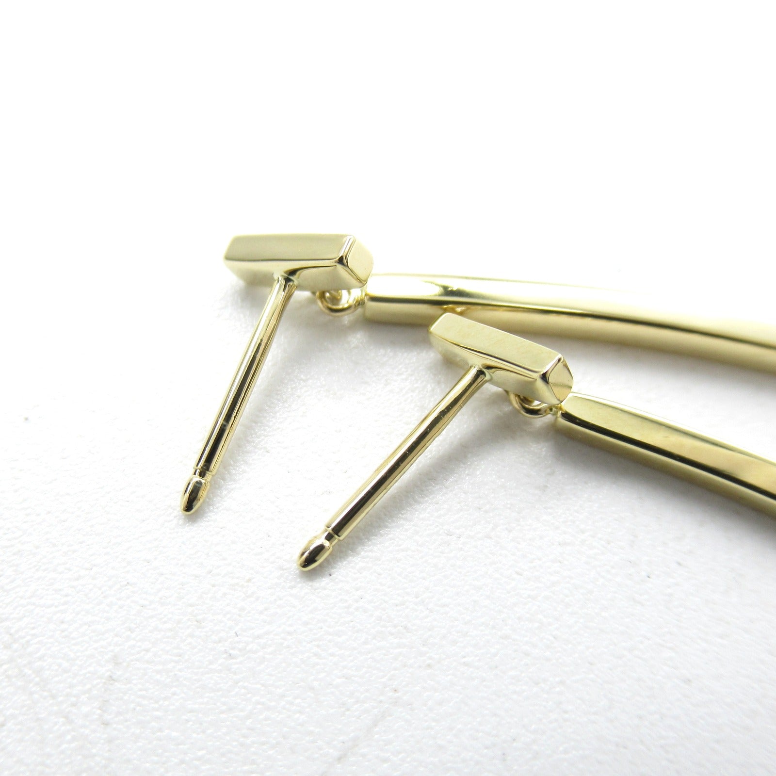 TIFFANY＆CO 18K黃金T Wire Bar Diamond Earrings 0.21ct鑽石耳環