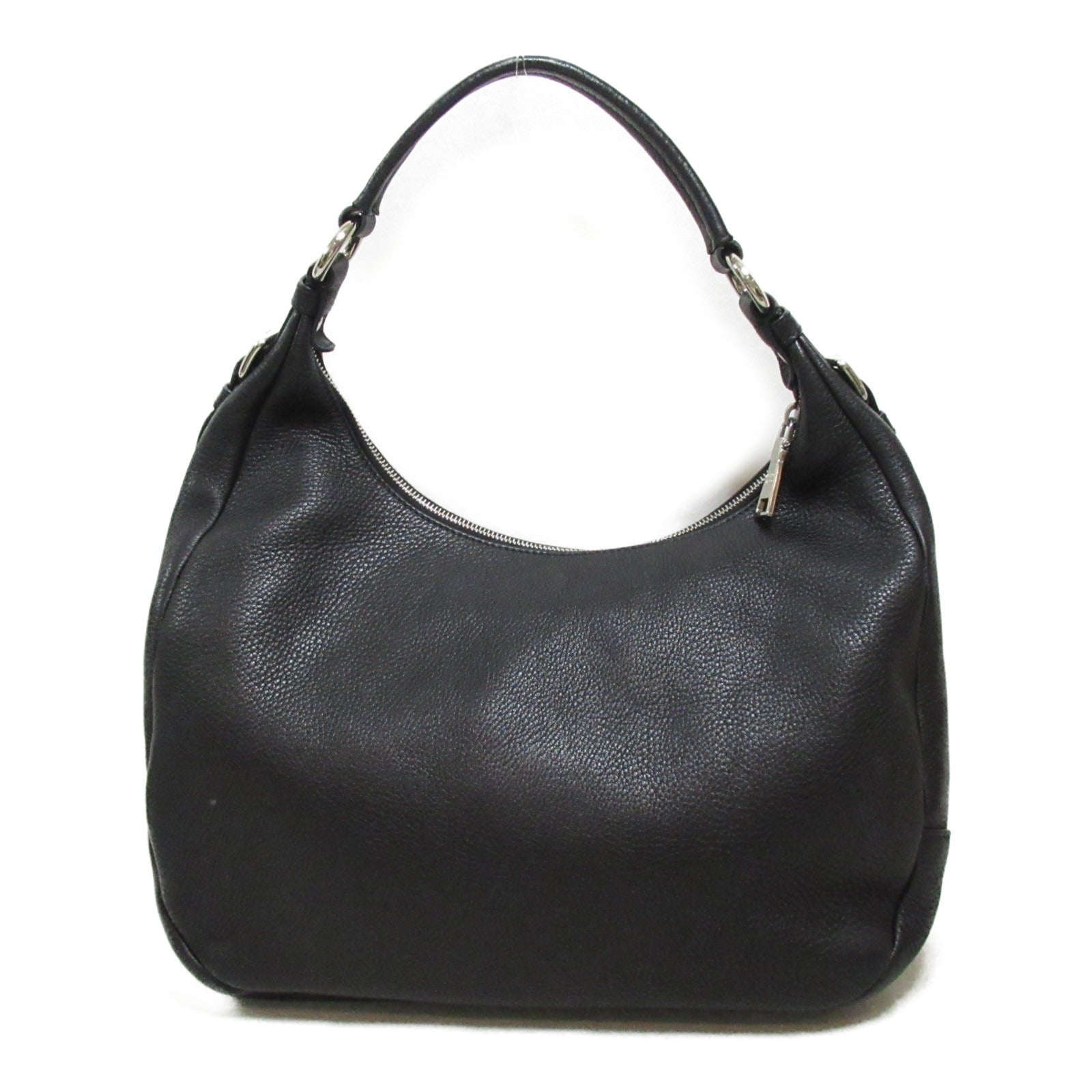 PRADA 皮革Shoulder Bag銀扣肩背袋黑色