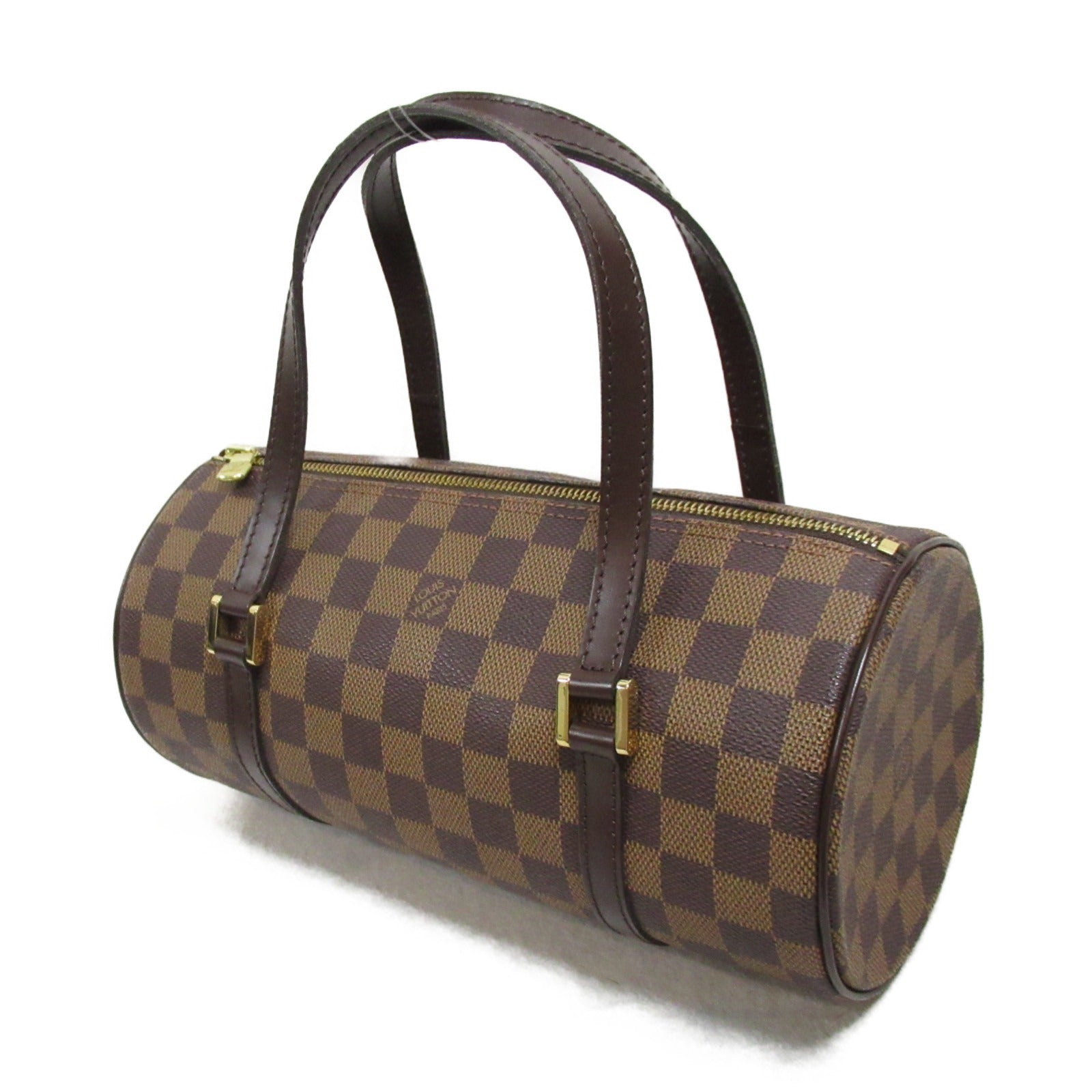 LOUIS VUITTON Damier Papillon PM金扣手挽袋啡色