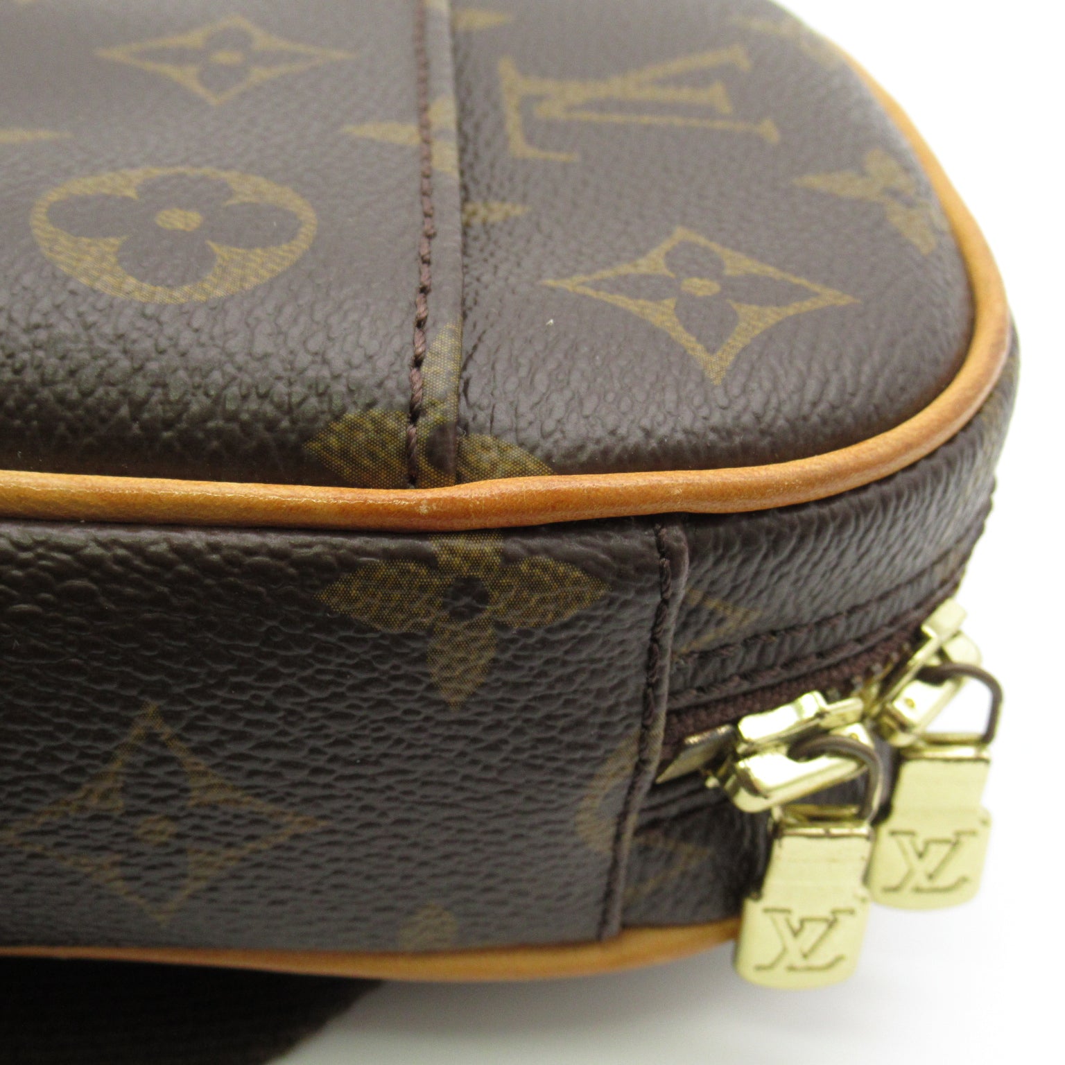 LOUIS VUITTON Monogram Pochette Gange金扣腰包啡色