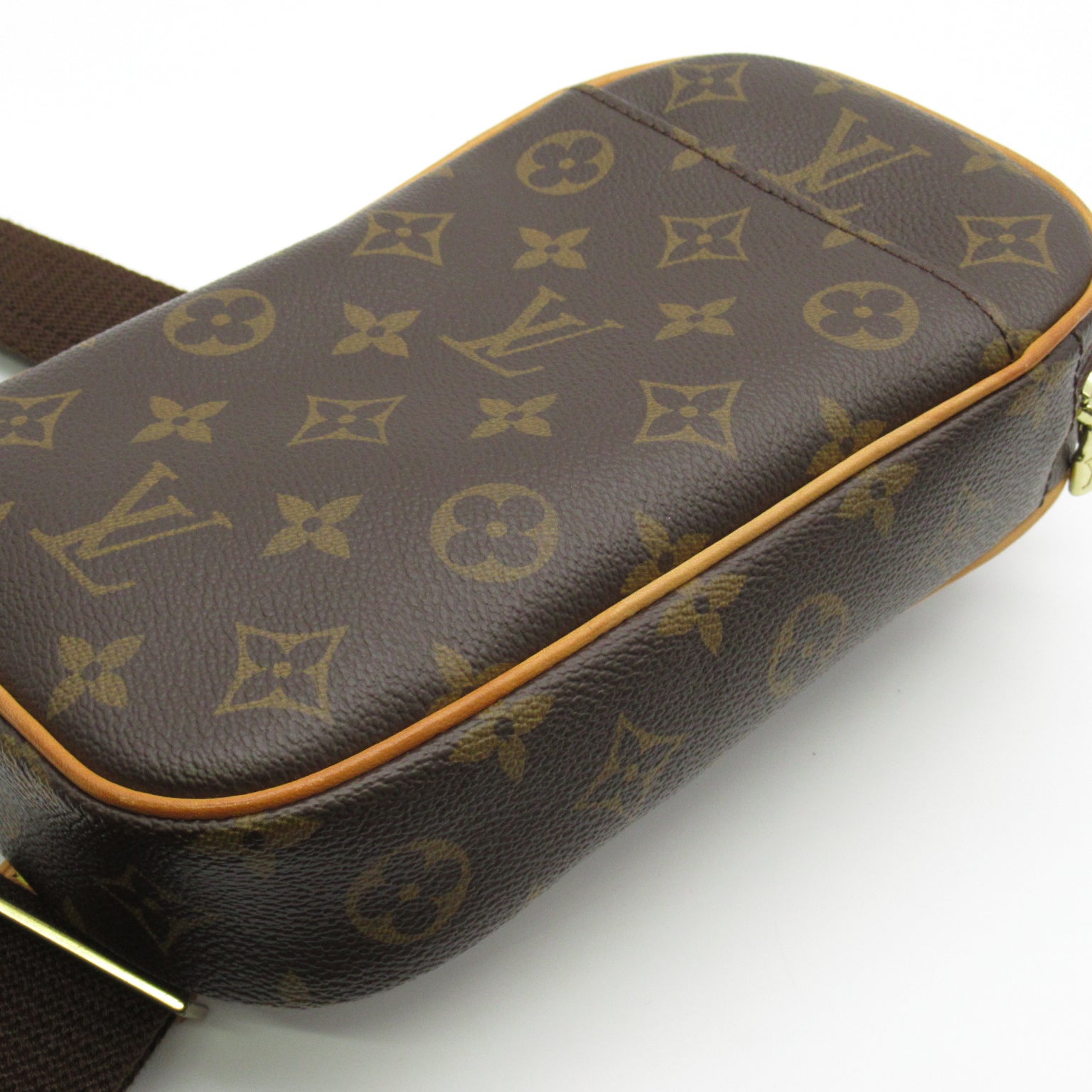 LOUIS VUITTON Monogram Pochette Gange金扣腰包啡色