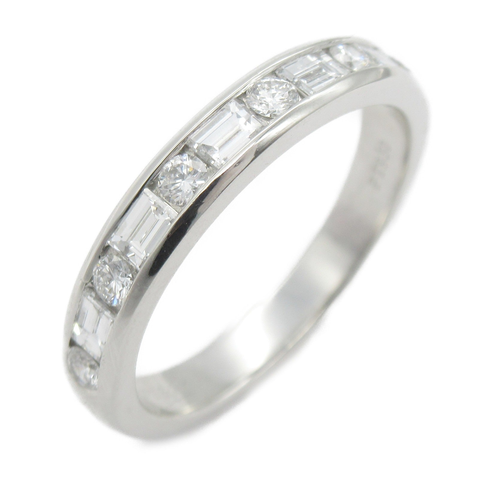 TIFFANY＆CO PT950鉑金Half Circle Channel Set Diamond Ring鑽石戒指US#6.5