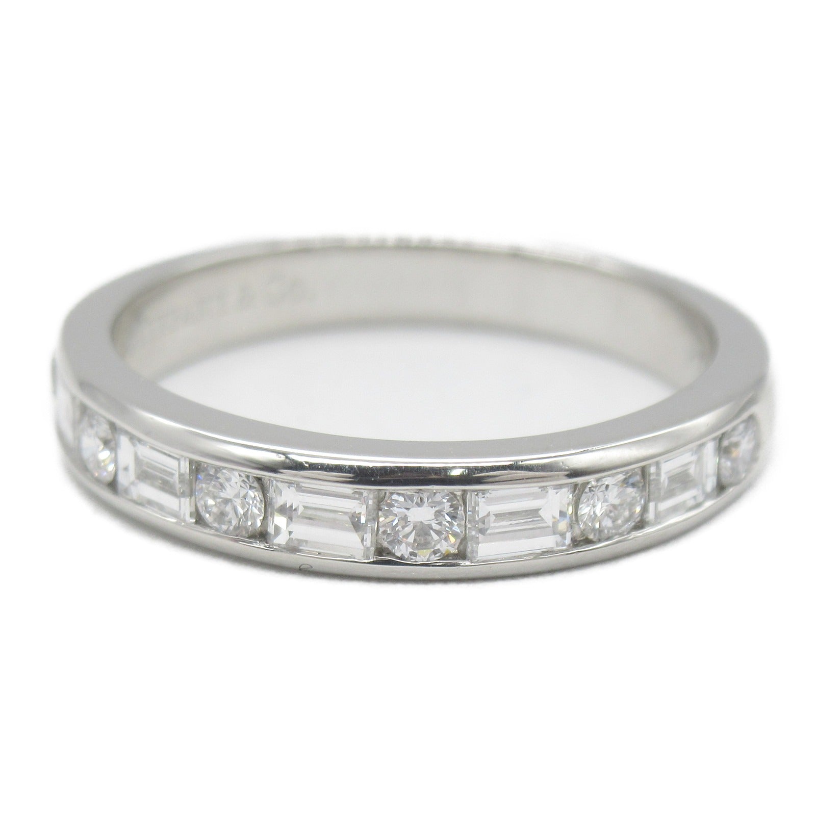 TIFFANY＆CO PT950鉑金Half Circle Channel Set Diamond Ring鑽石戒指US#6.5