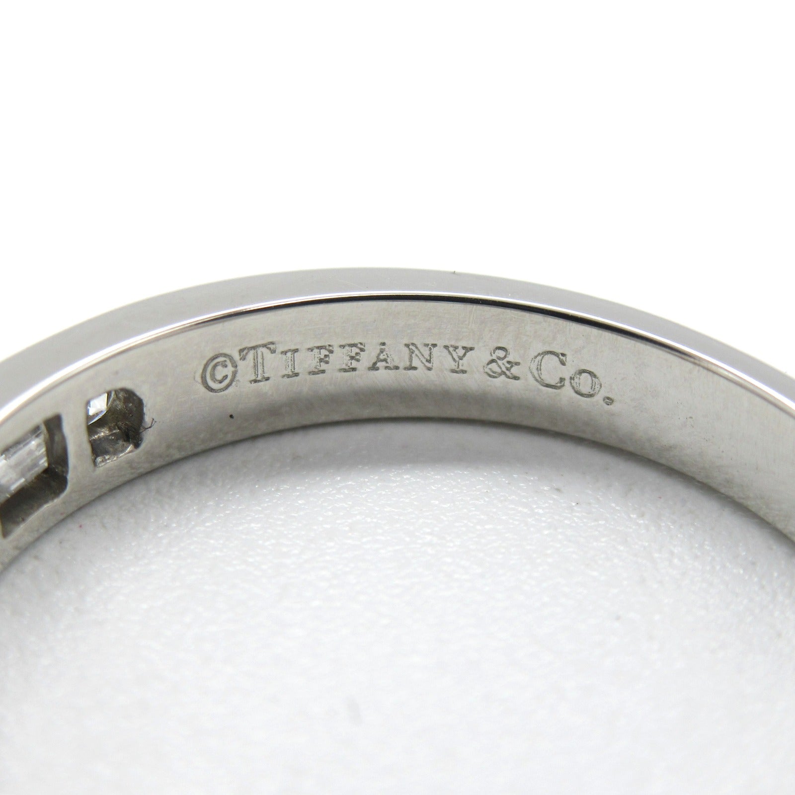 TIFFANY＆CO PT950鉑金Half Circle Channel Set Diamond Ring鑽石戒指US#6.5