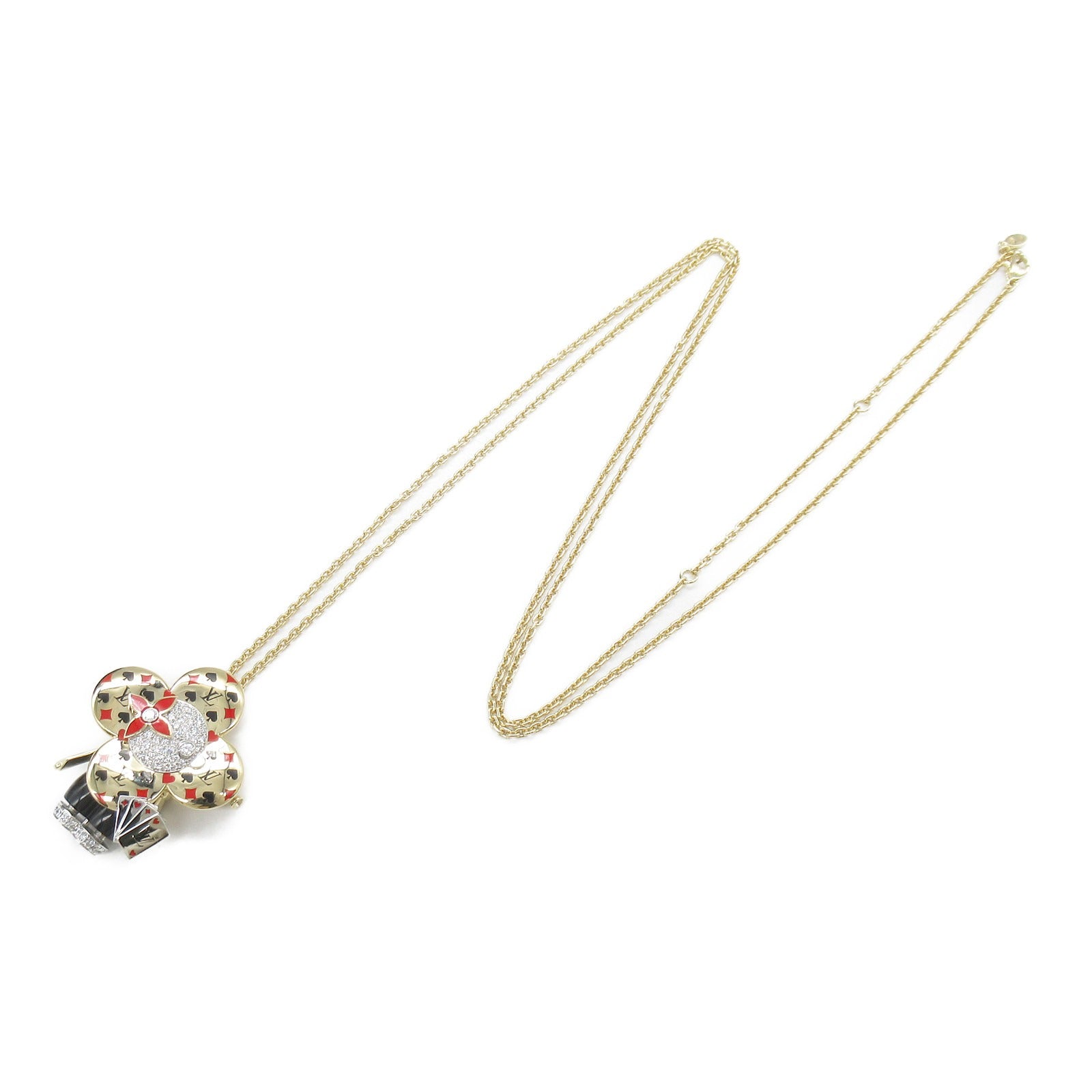 LOUIS VUITTON 18K黃金/白金Vivienne Casino Pendant鑽石項鍊