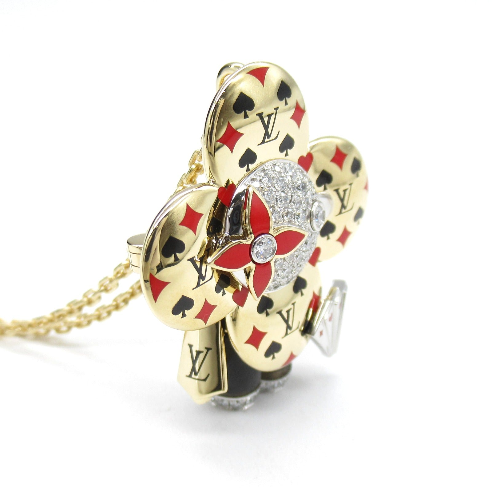 LOUIS VUITTON 18K黃金/白金Vivienne Casino Pendant鑽石項鍊