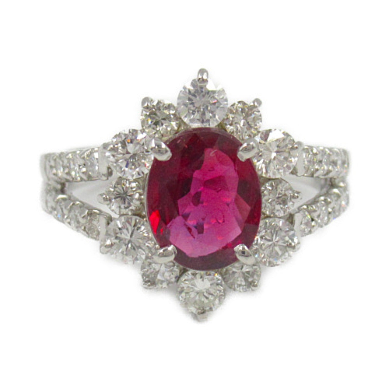 JEWELRY PT900鉑金Ruby/Diamond Ring紅寶石/鑽石戒指US#5.5