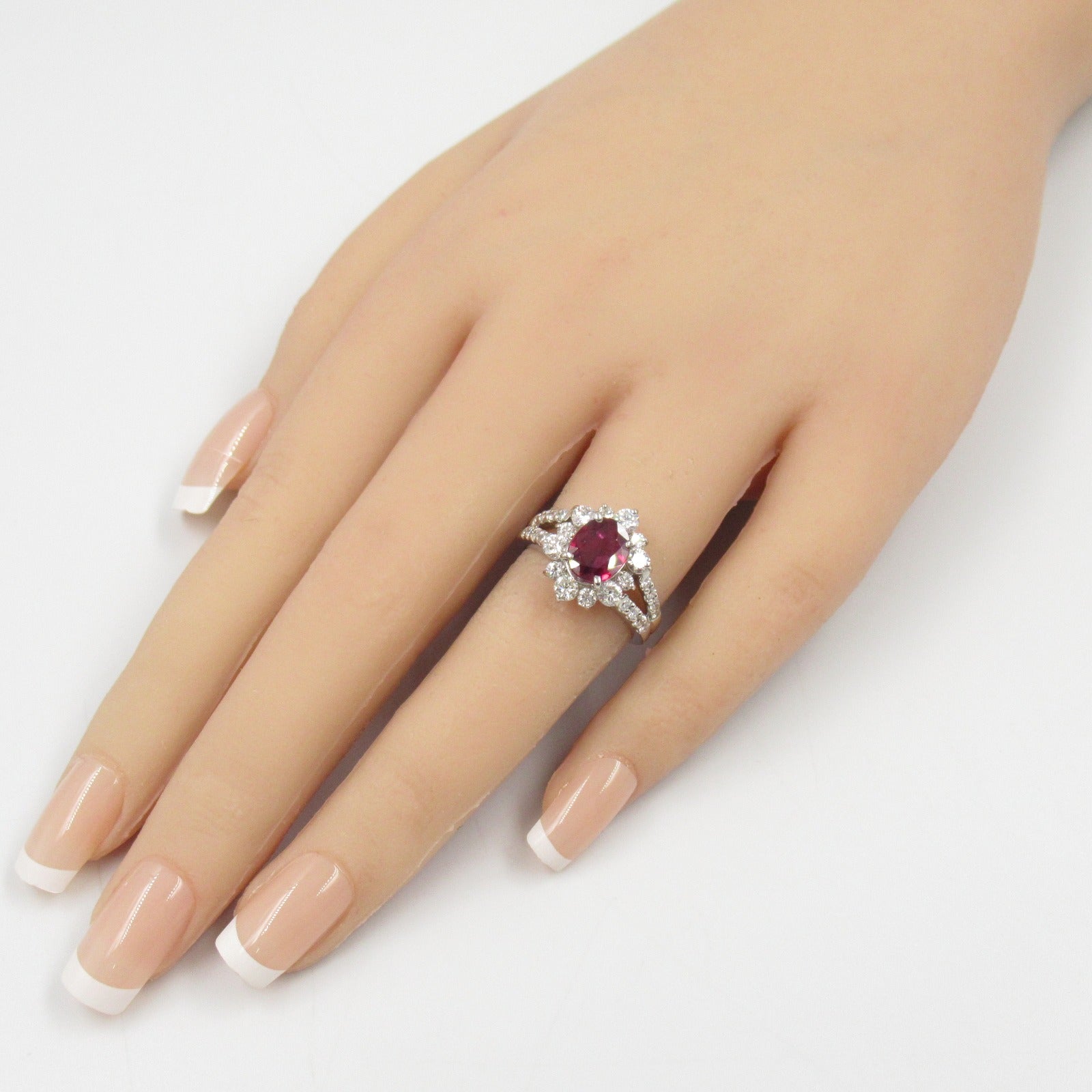 JEWELRY PT900鉑金Ruby/Diamond Ring紅寶石/鑽石戒指US#5.5