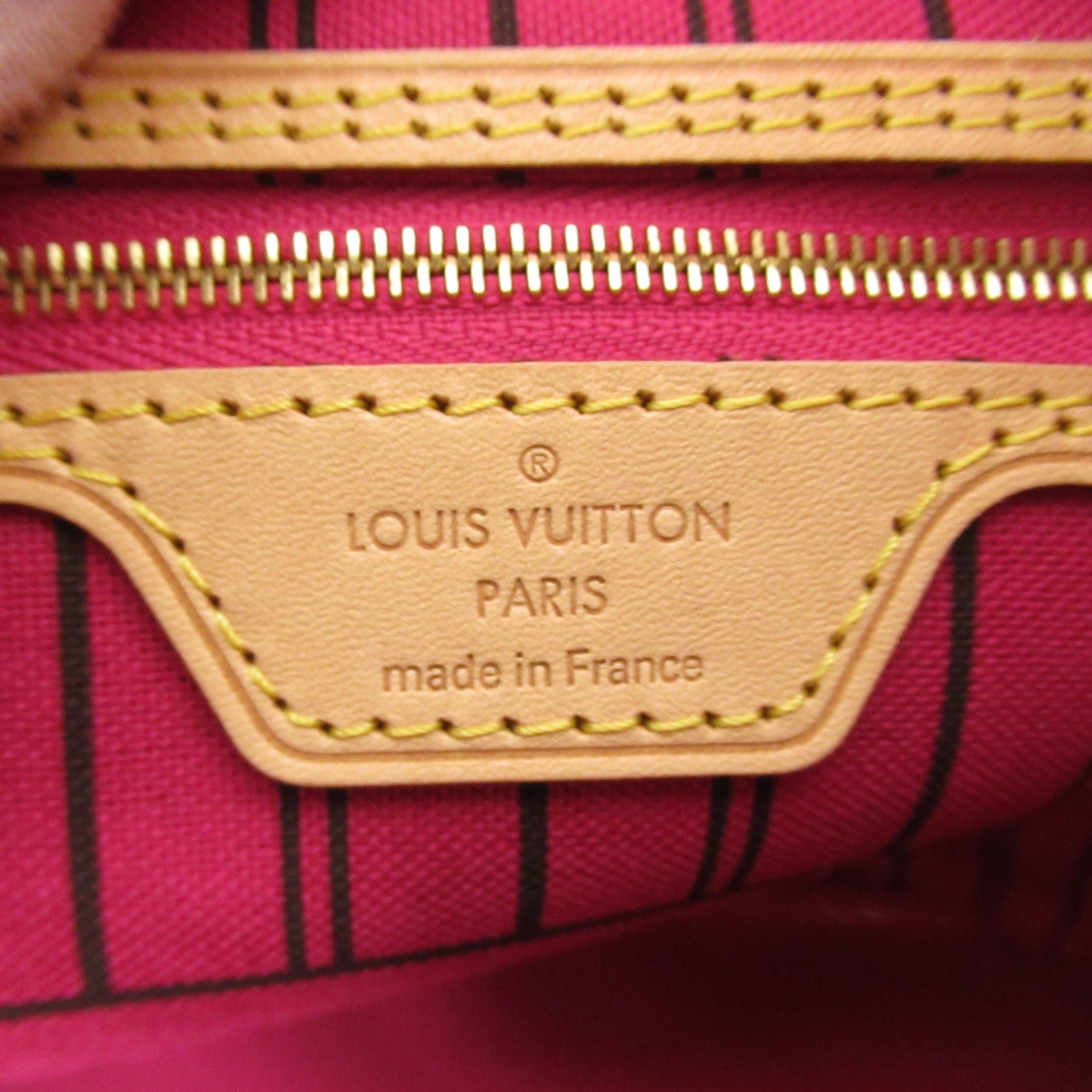 LOUIS VUITTON Monogram Neverfull PM金扣手挽袋Fuschia Brown/啡色