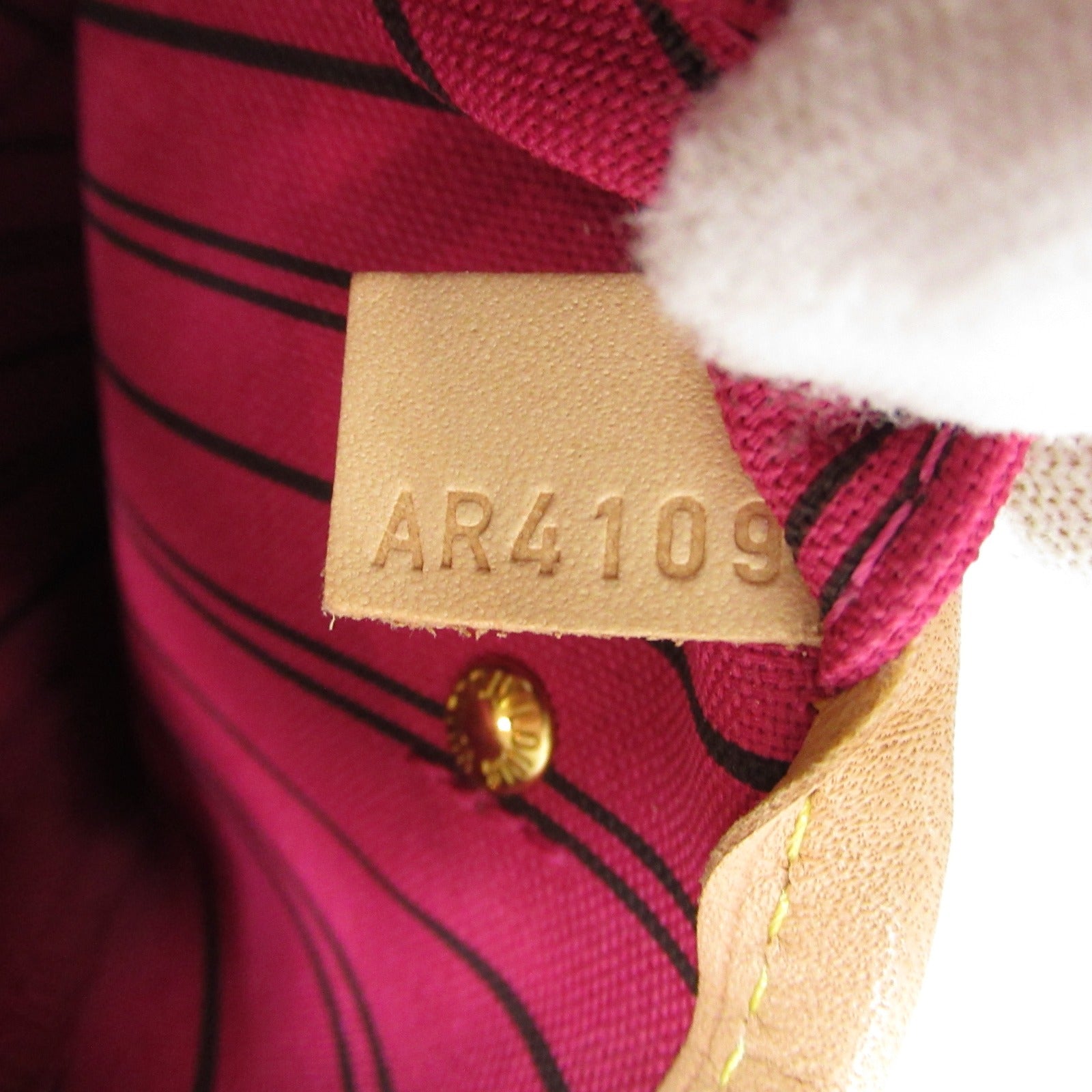 LOUIS VUITTON Monogram Neverfull PM金扣手挽袋Fuschia Brown/啡色