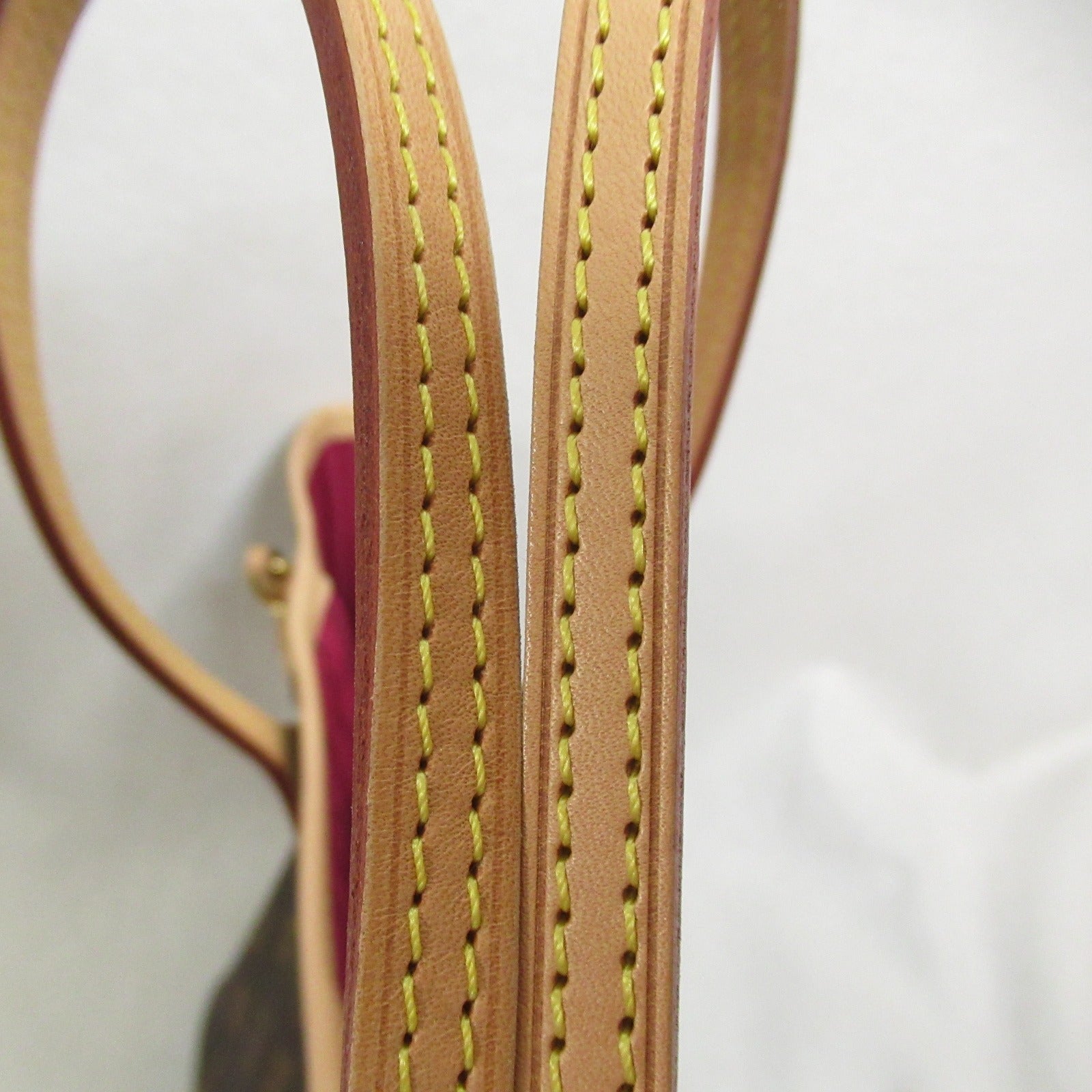 LOUIS VUITTON Monogram Neverfull PM金扣手挽袋Fuschia Brown/啡色
