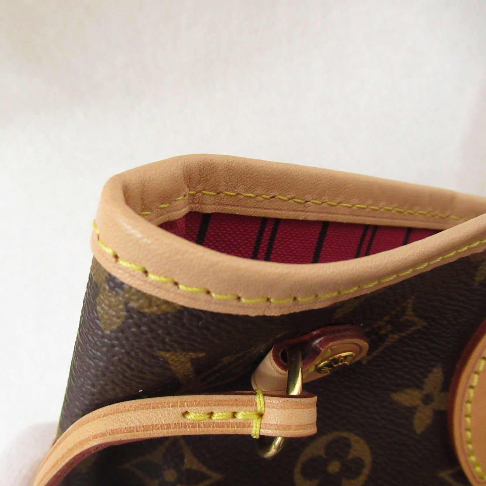 LOUIS VUITTON Monogram Neverfull PM金扣手挽袋Fuschia Brown/啡色