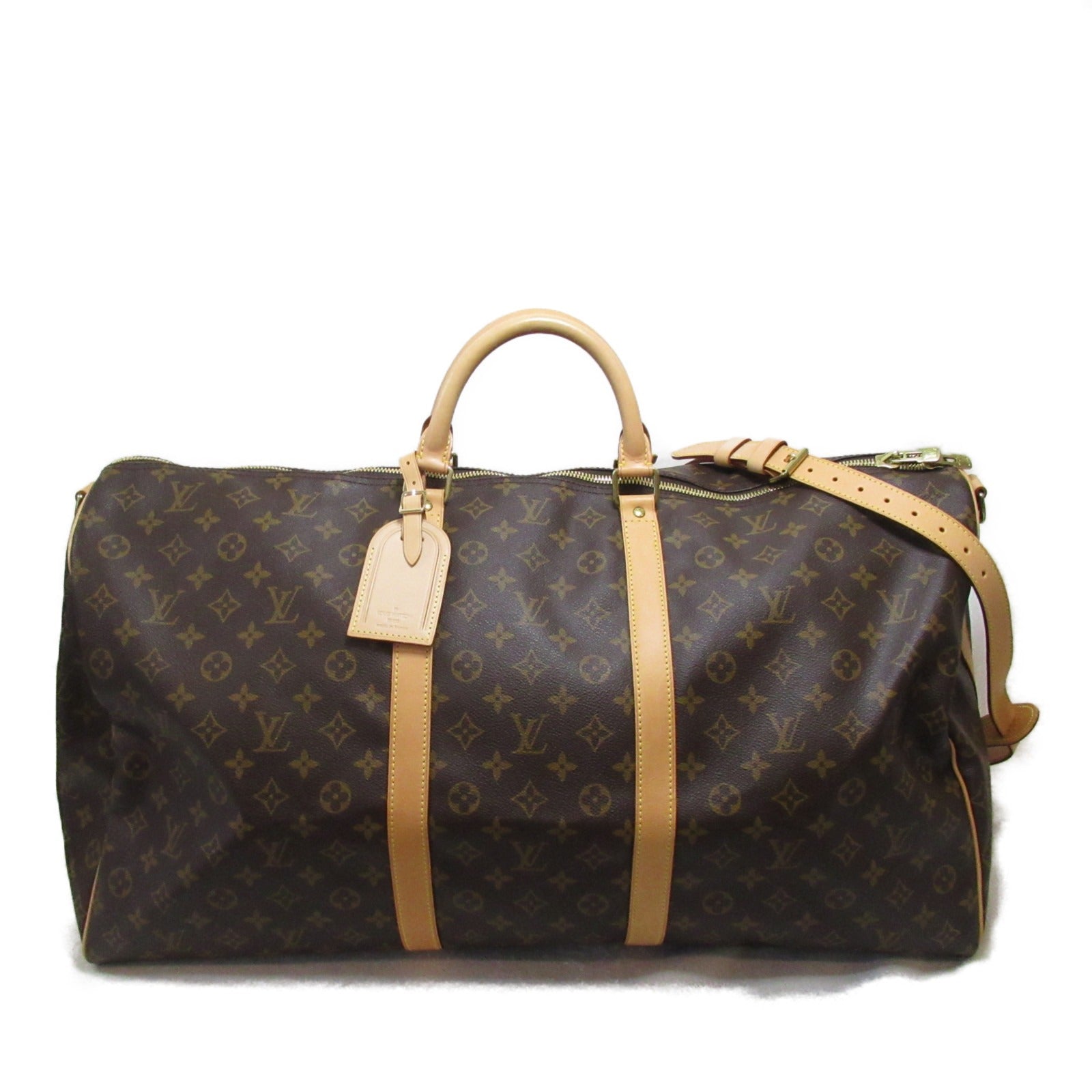 LOUIS VUITTON Monogram Keepall Bandouliere 60金扣手挽袋啡色