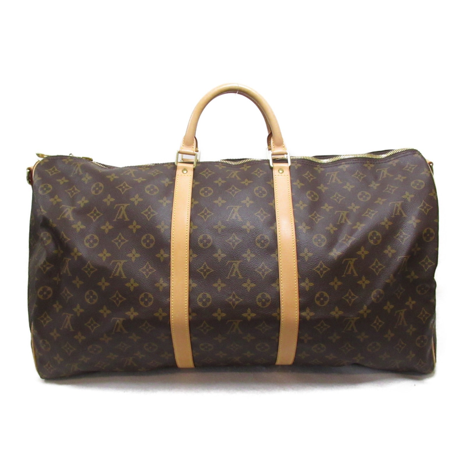 LOUIS VUITTON Monogram Keepall Bandouliere 60金扣手挽袋啡色