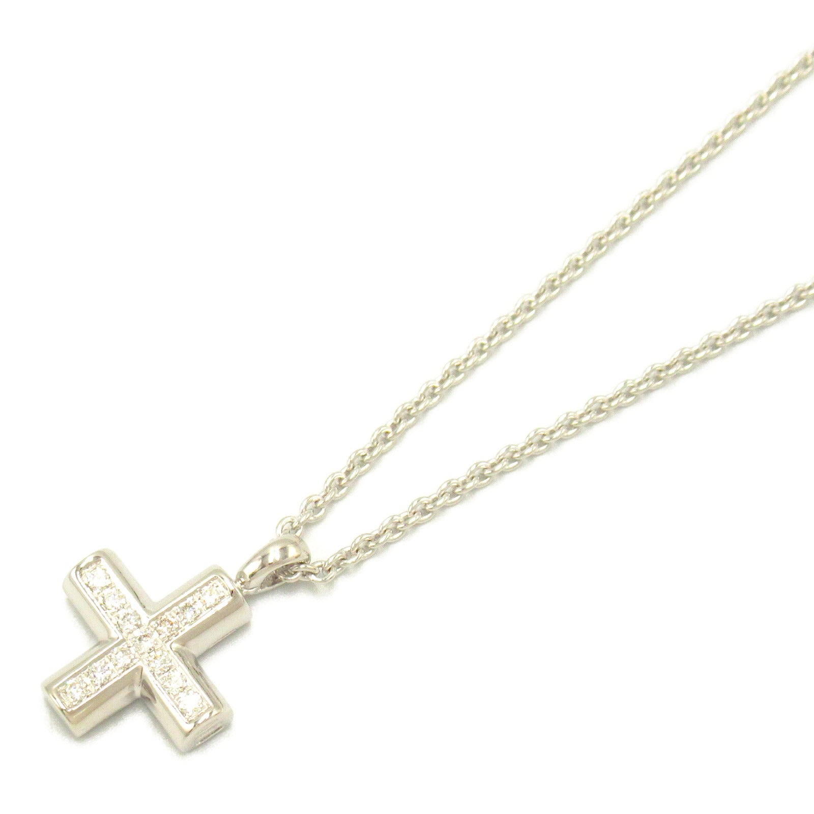 BVLGARI 18K白金Greek Cross Diamond項鍊