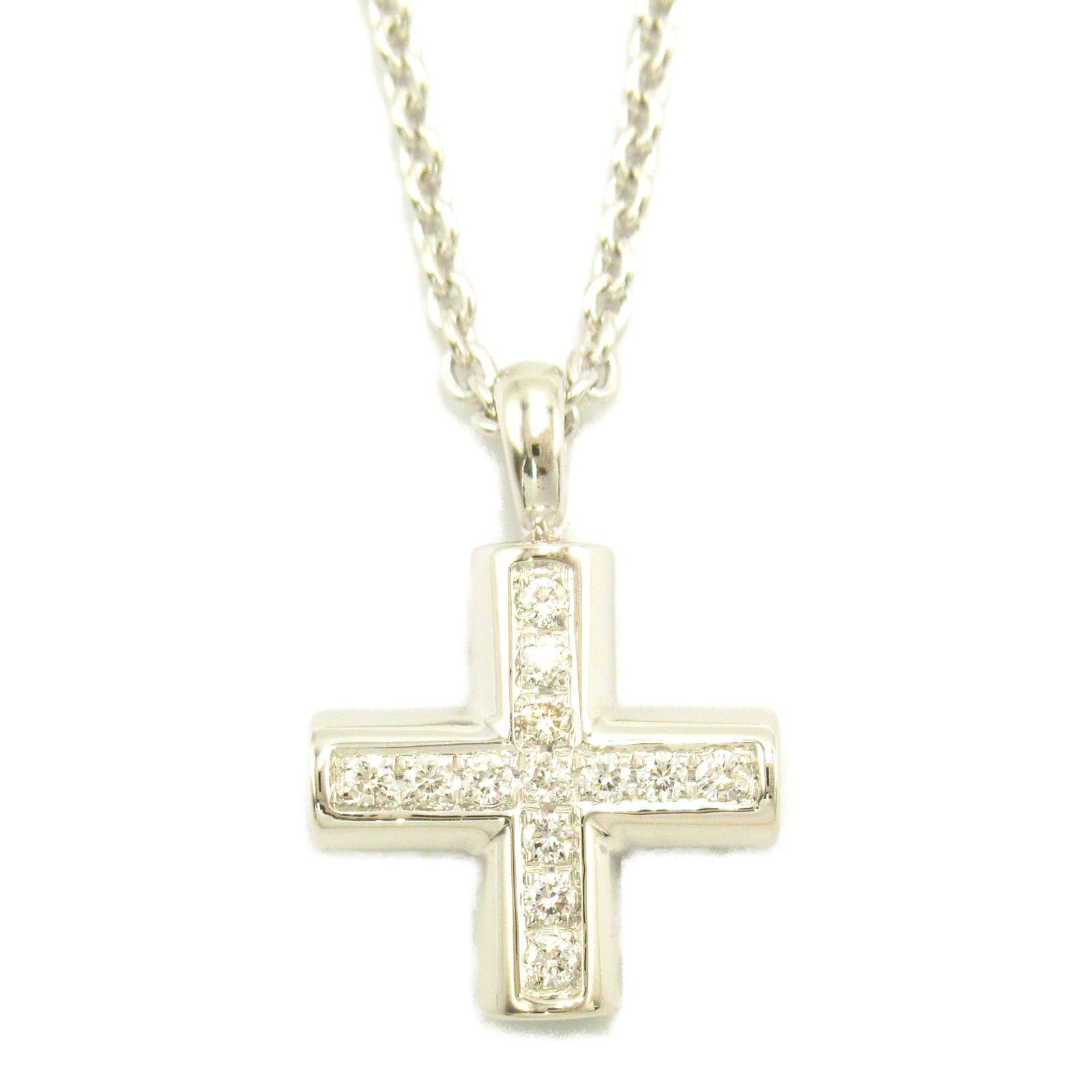 BVLGARI 18K白金Greek Cross Diamond項鍊