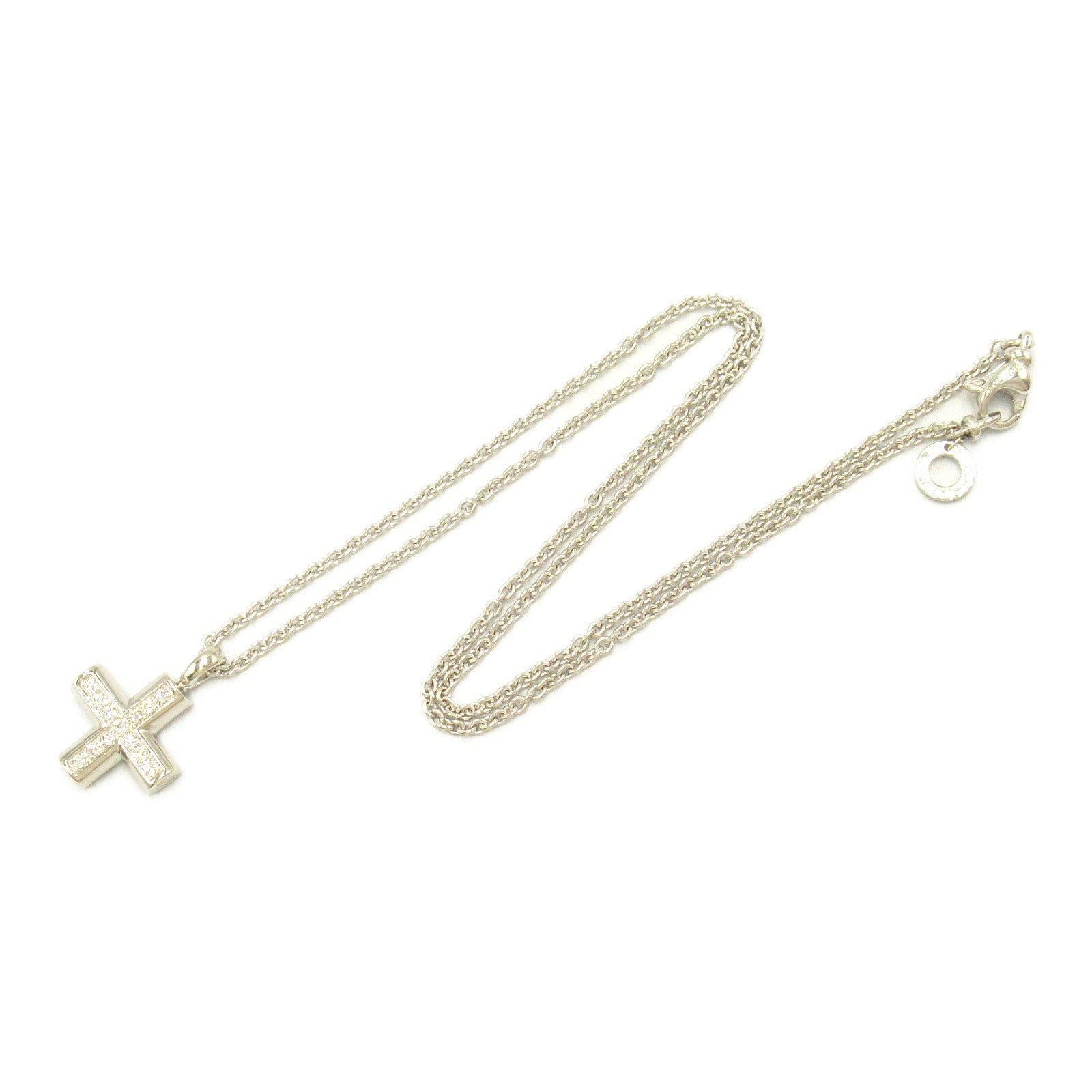 BVLGARI 18K白金Greek Cross Diamond項鍊