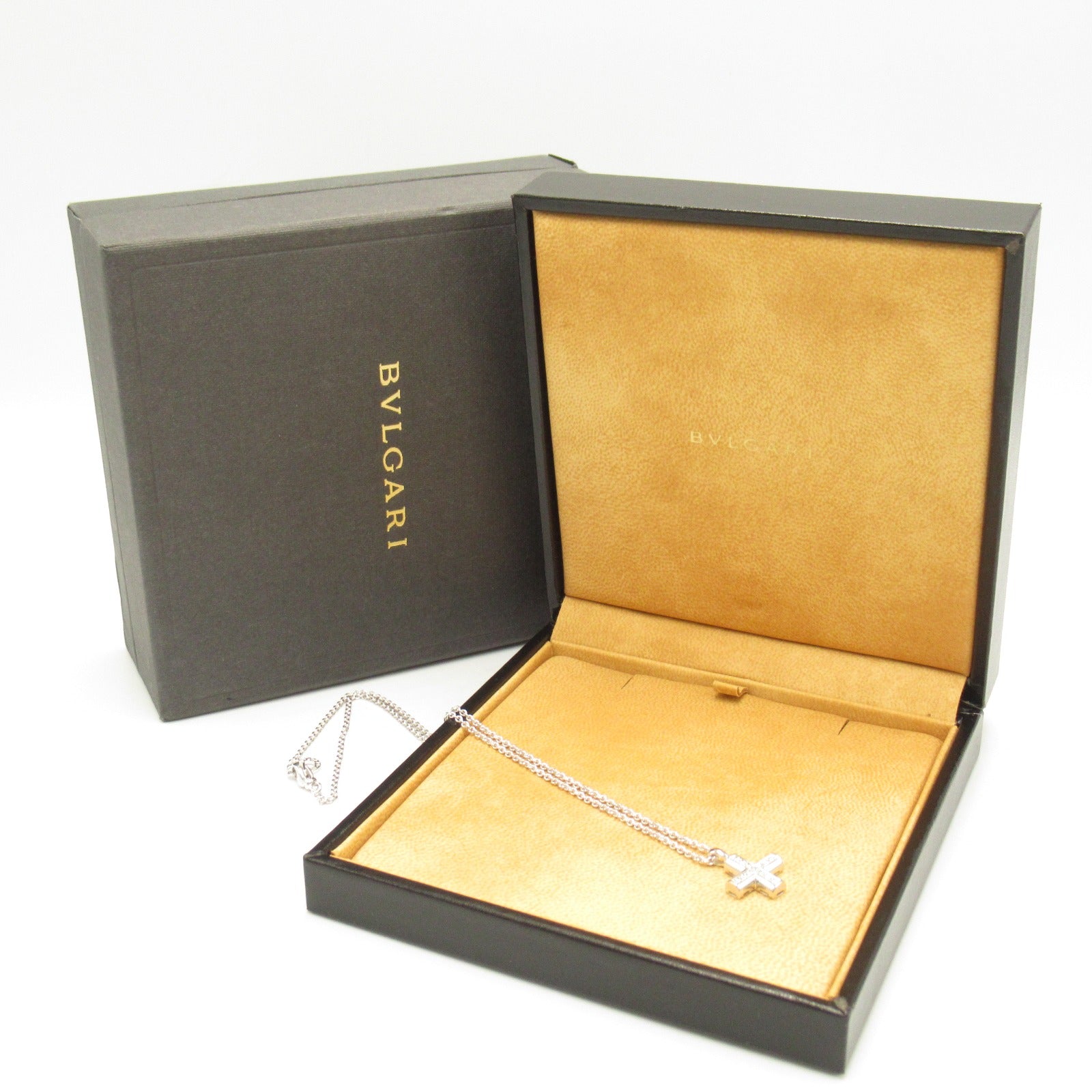 BVLGARI 18K白金Greek Cross Diamond項鍊