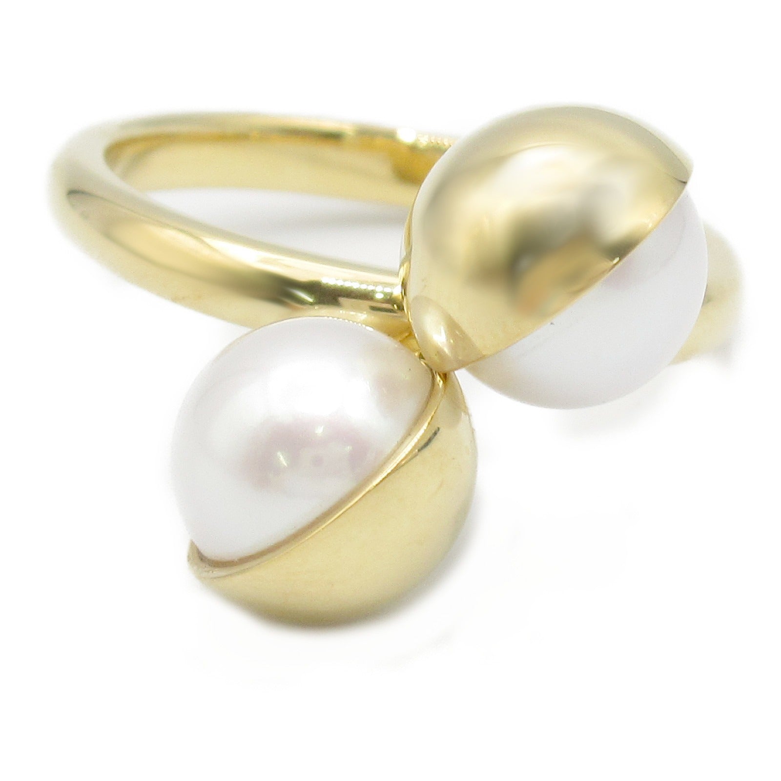 TASAKI Arlequin Slashed Freshwater Pearl Ring 18K Yellow Gold US¡­ 6