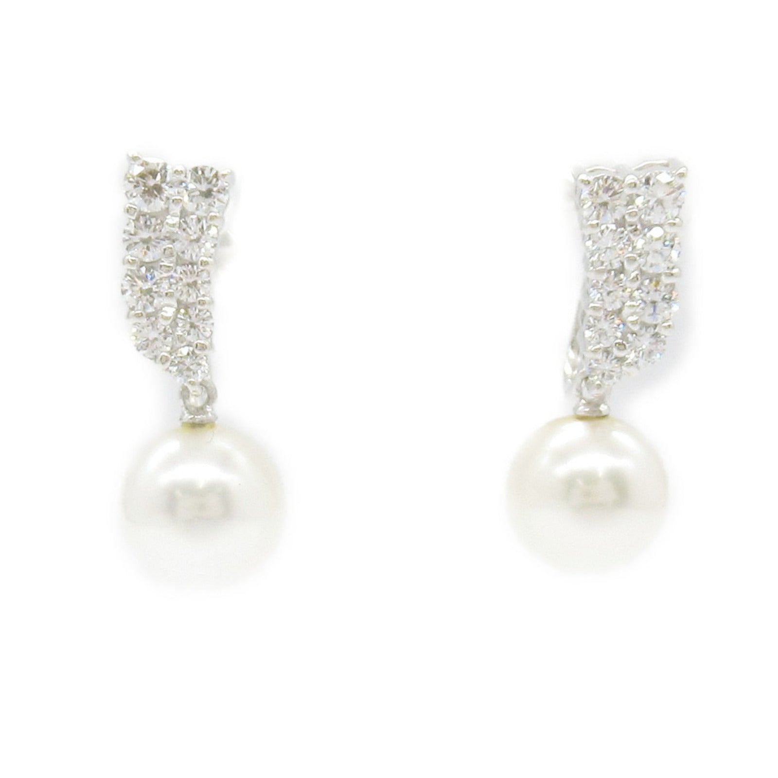 MIKIMOTO 18K白金Pearl/Diamond Earrings珍珠/鑽石耳環