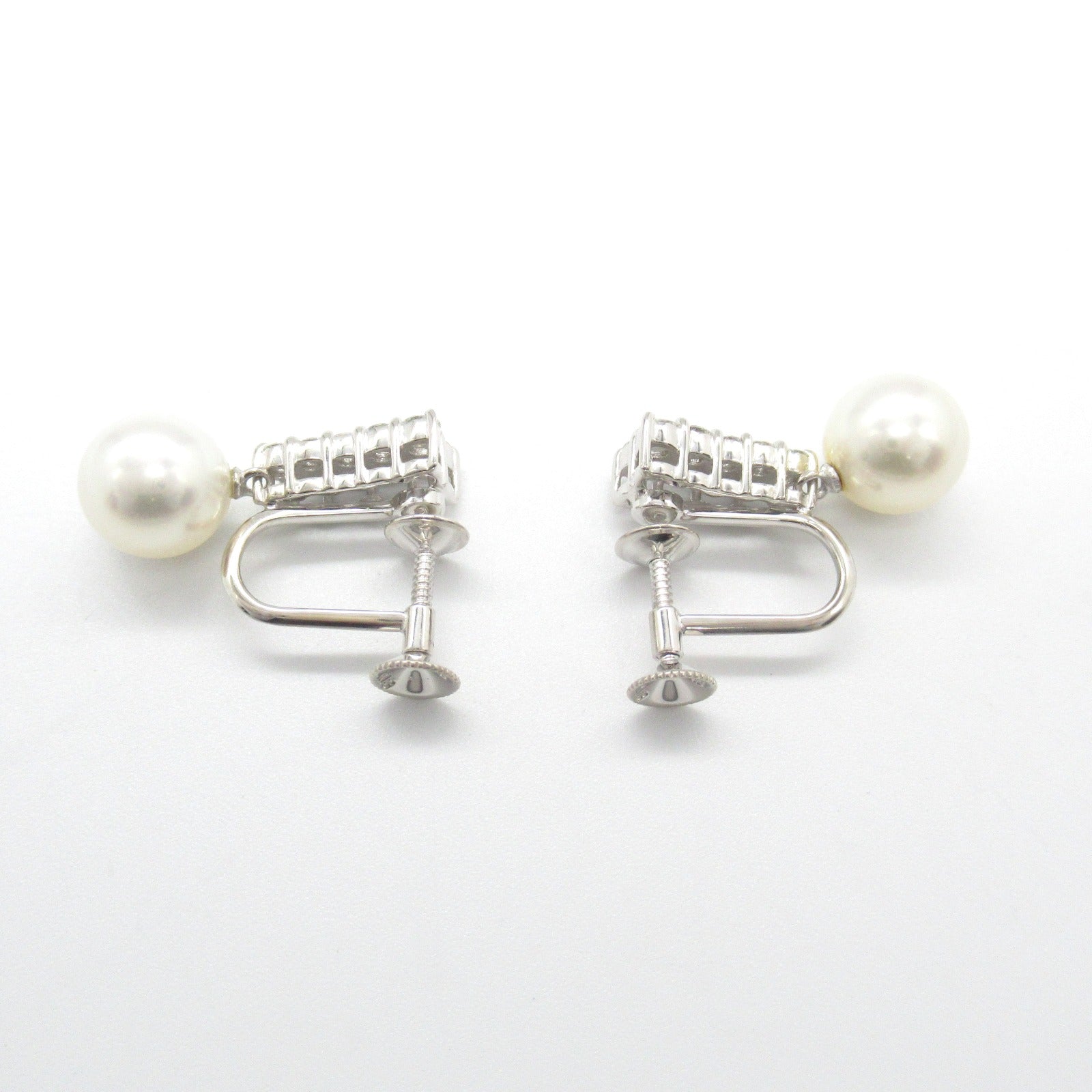 MIKIMOTO 18K白金Pearl/Diamond Earrings珍珠/鑽石耳環