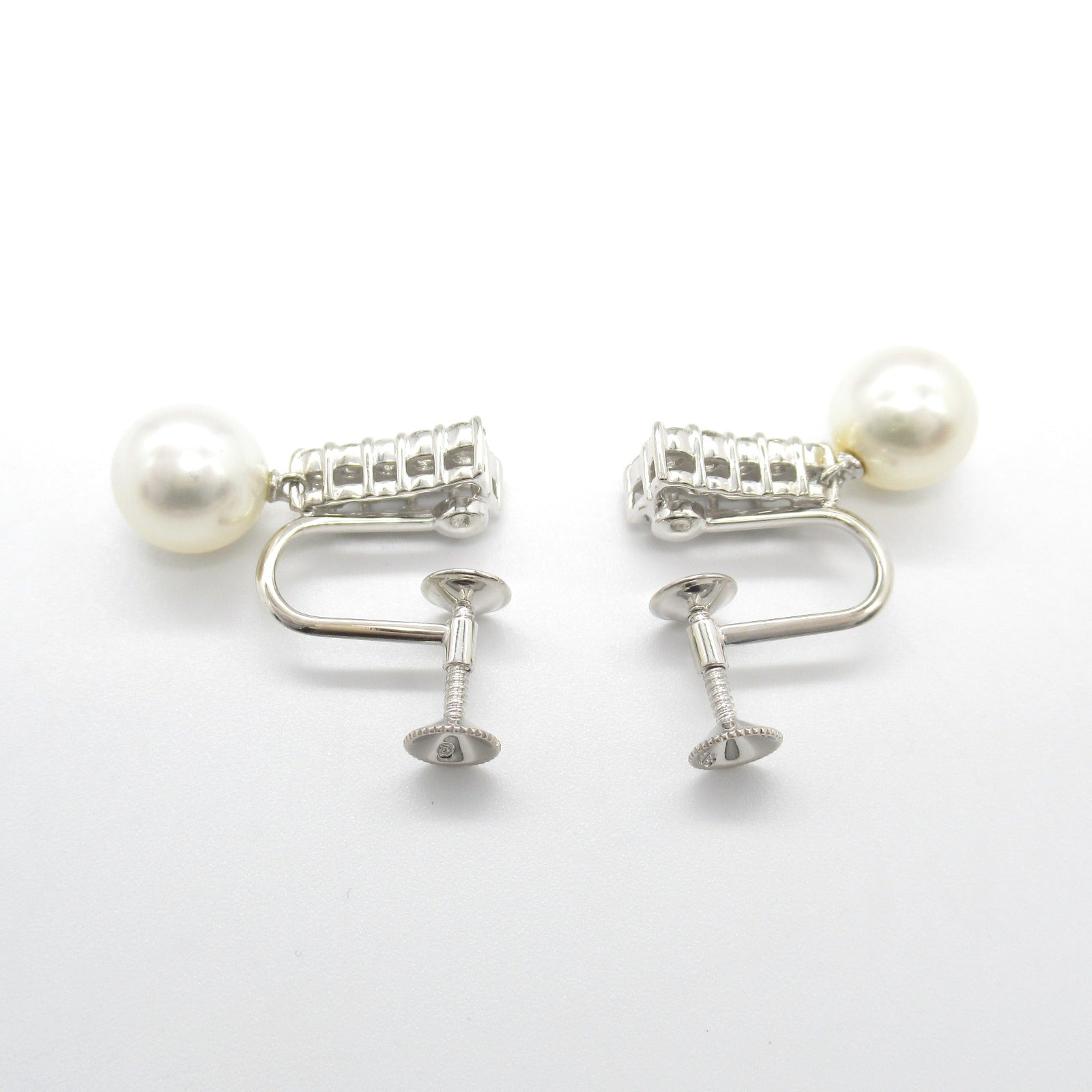 MIKIMOTO 18K白金Pearl/Diamond Earrings珍珠/鑽石耳環