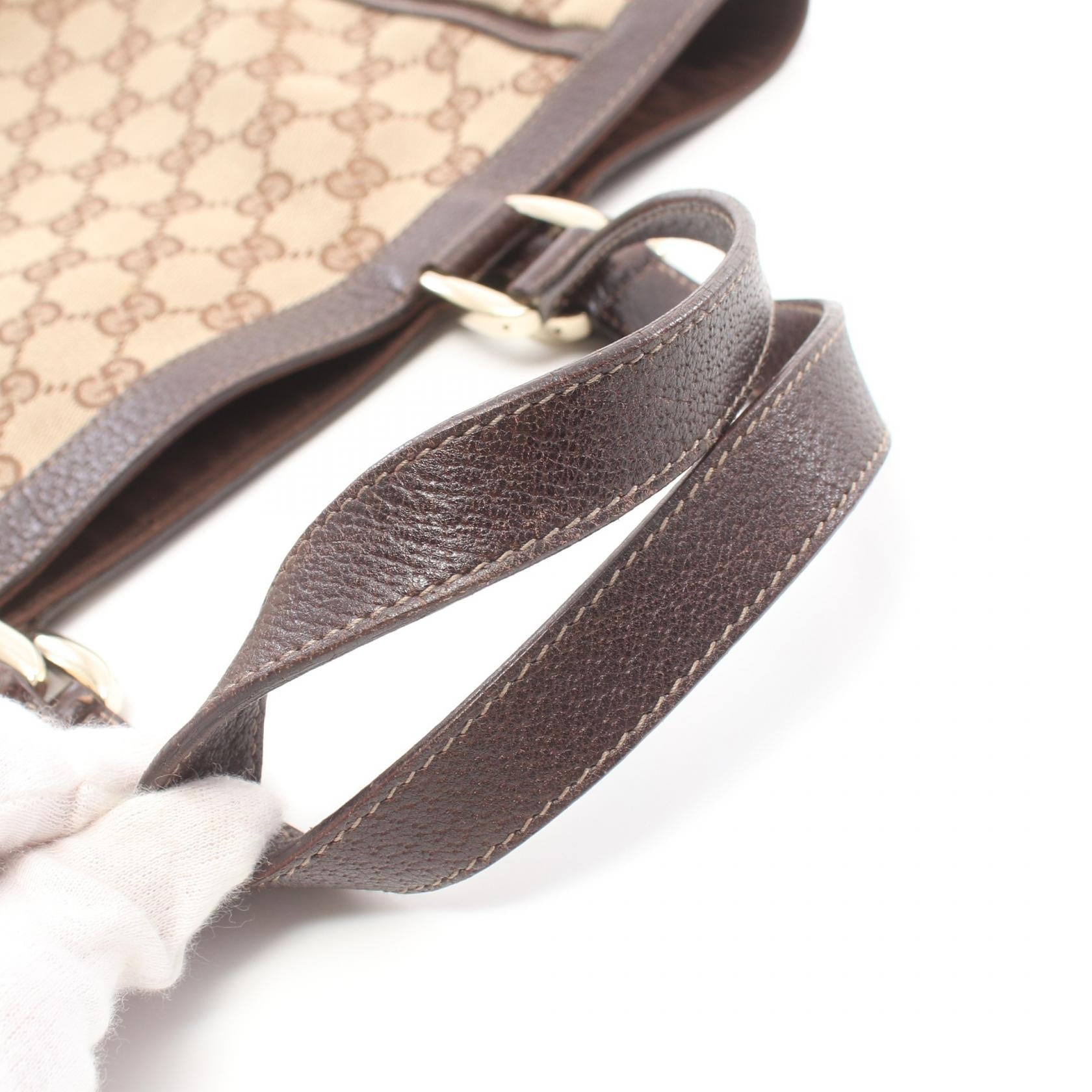 GUCCI 【激減優惠】帆布Abbey GG Tote Bag金扣手挽袋棕色