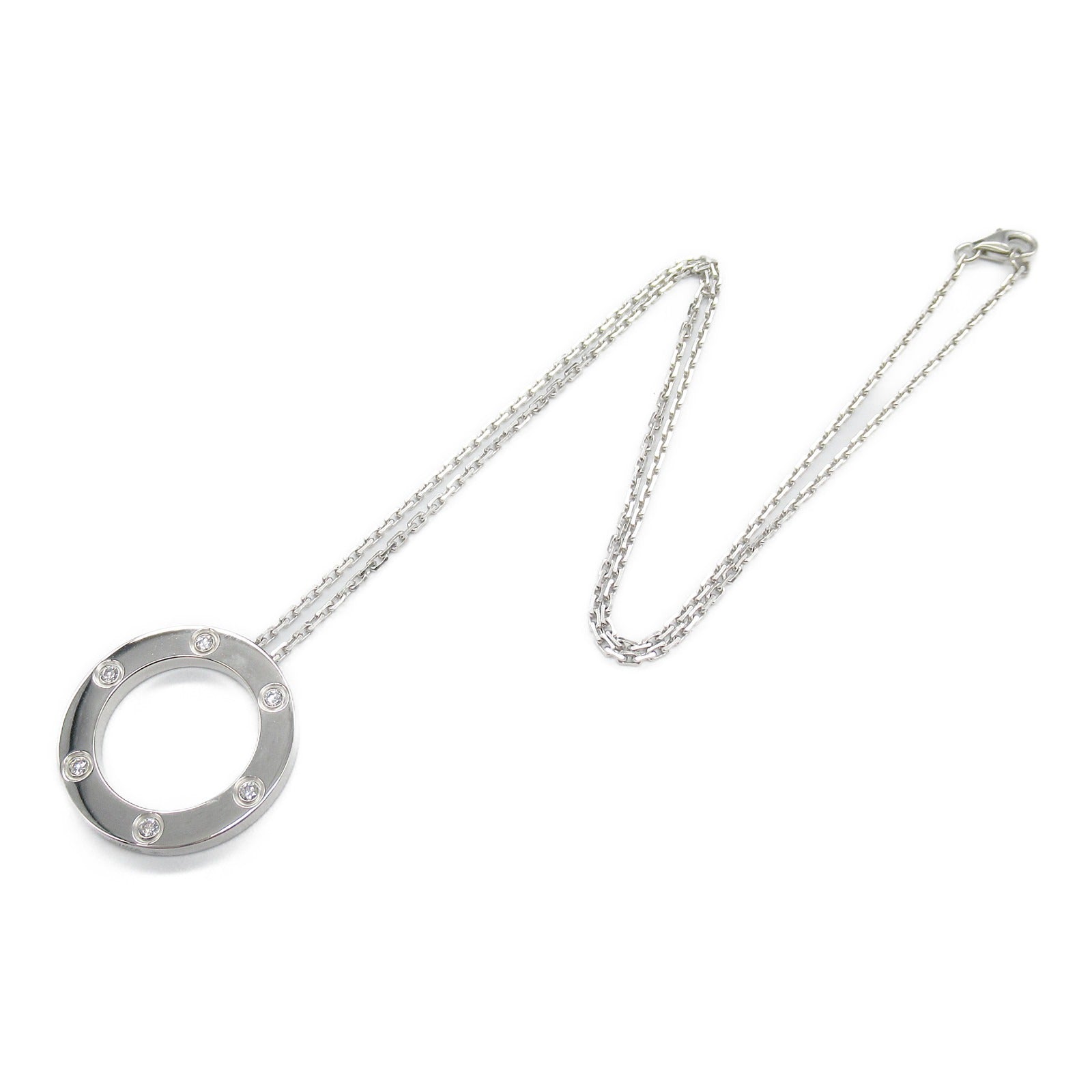 CARTIER 18K白金Love Necklace 6 Diamonds鑽石項鍊