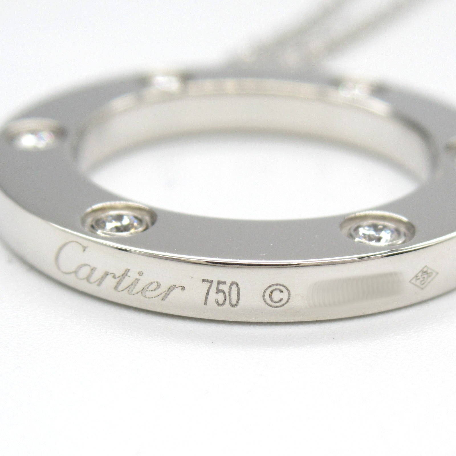 CARTIER 18K白金Love Necklace 6 Diamonds鑽石項鍊