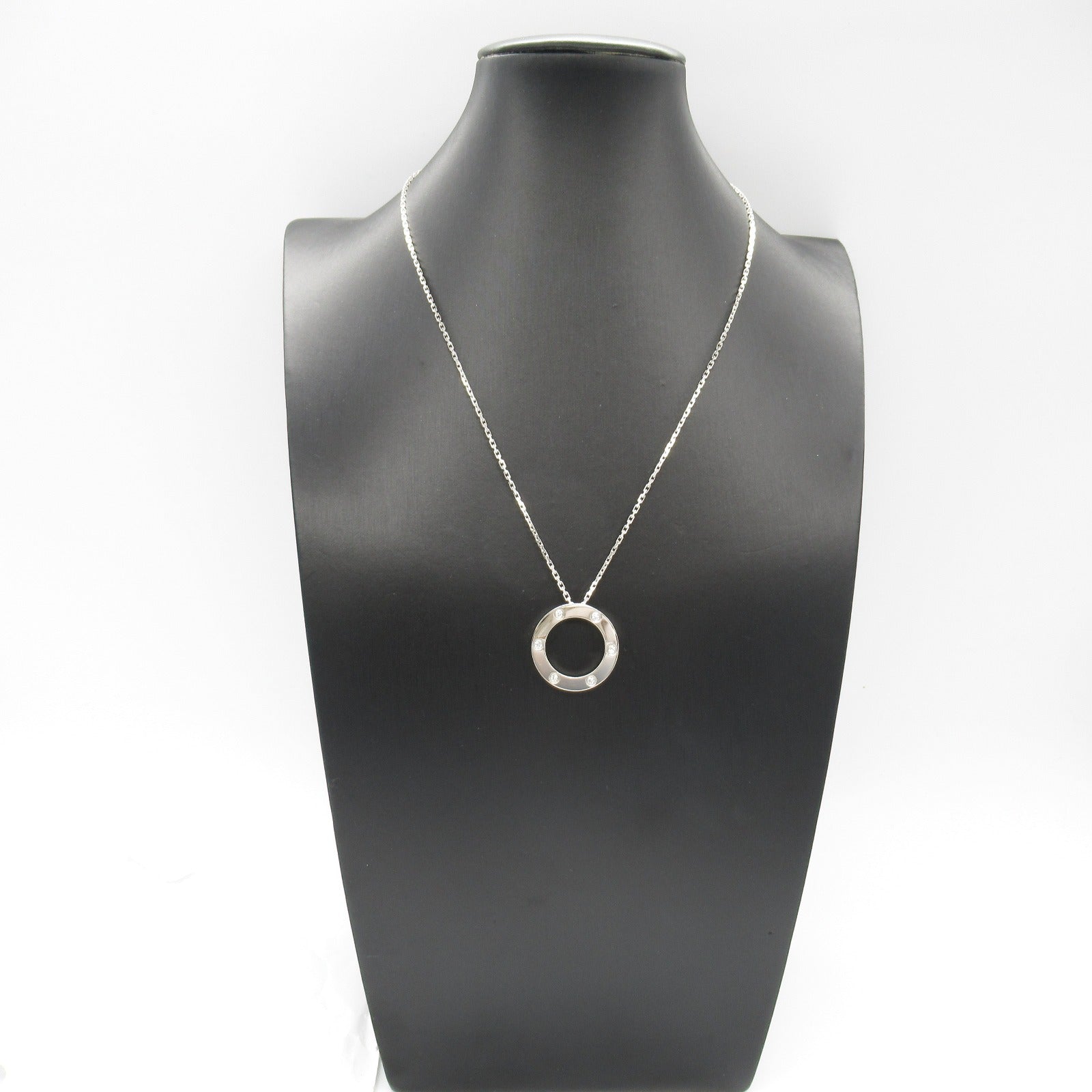 CARTIER 18K白金Love Necklace 6 Diamonds鑽石項鍊