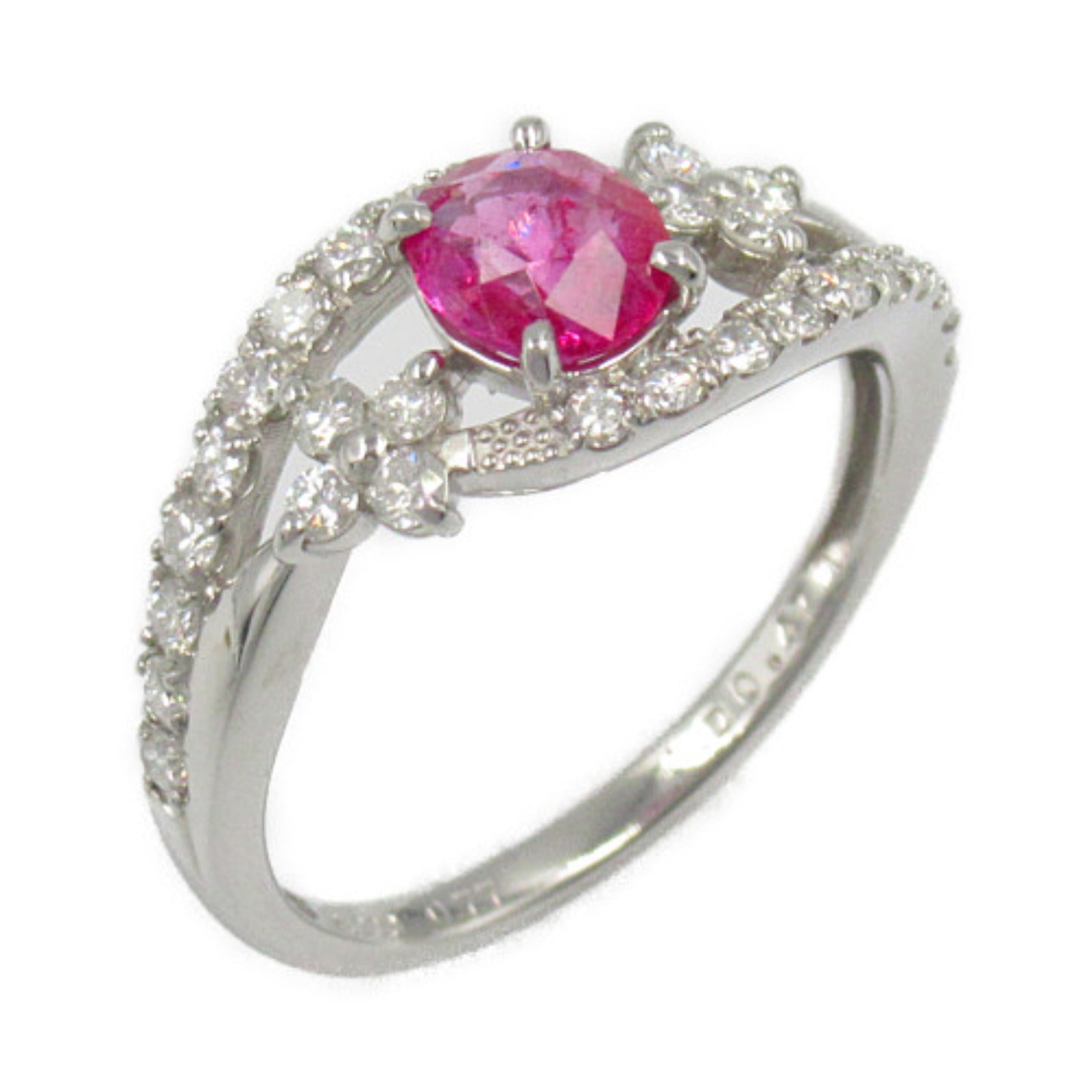 JEWELRY PT900鉑金Ruby/Diamond Ring紅寶石/鑽石戒指US#7