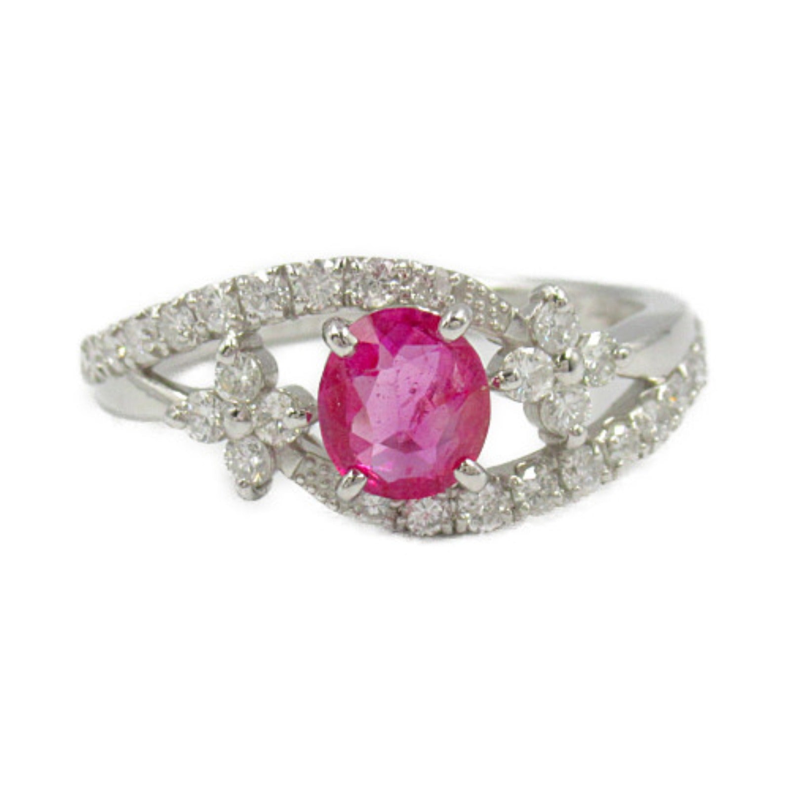 JEWELRY PT900鉑金Ruby/Diamond Ring紅寶石/鑽石戒指US#7