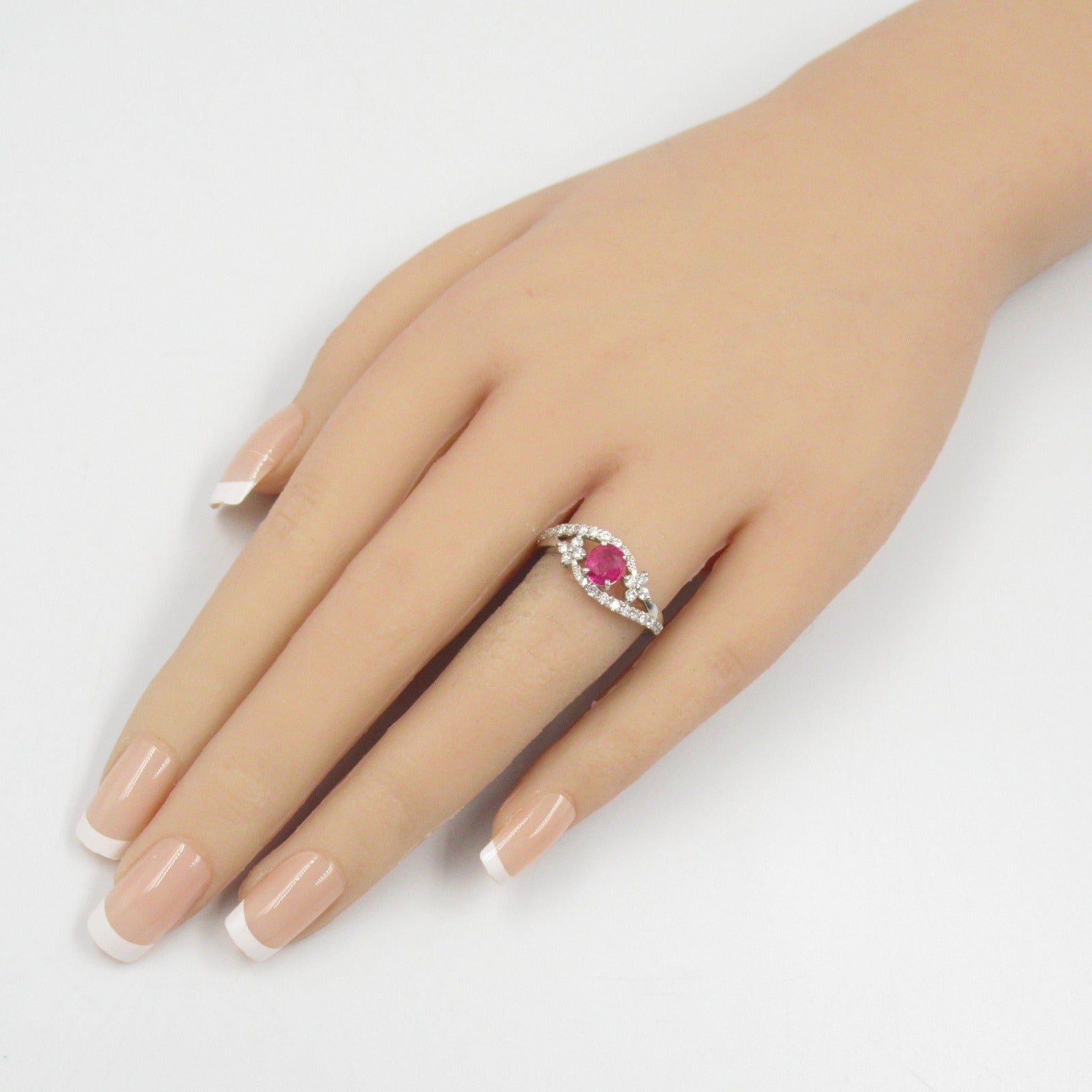 JEWELRY PT900鉑金Ruby/Diamond Ring紅寶石/鑽石戒指US#7
