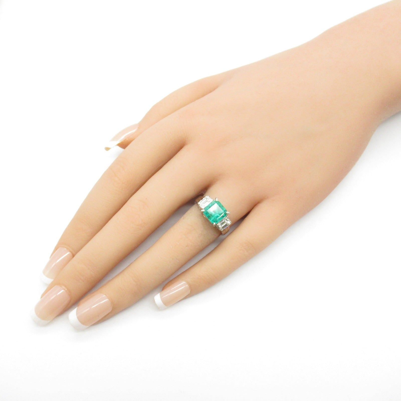 JEWELRY 綠寶石/PT900鉑金Diamond Ring鑽石戒指US#6.5JP#13