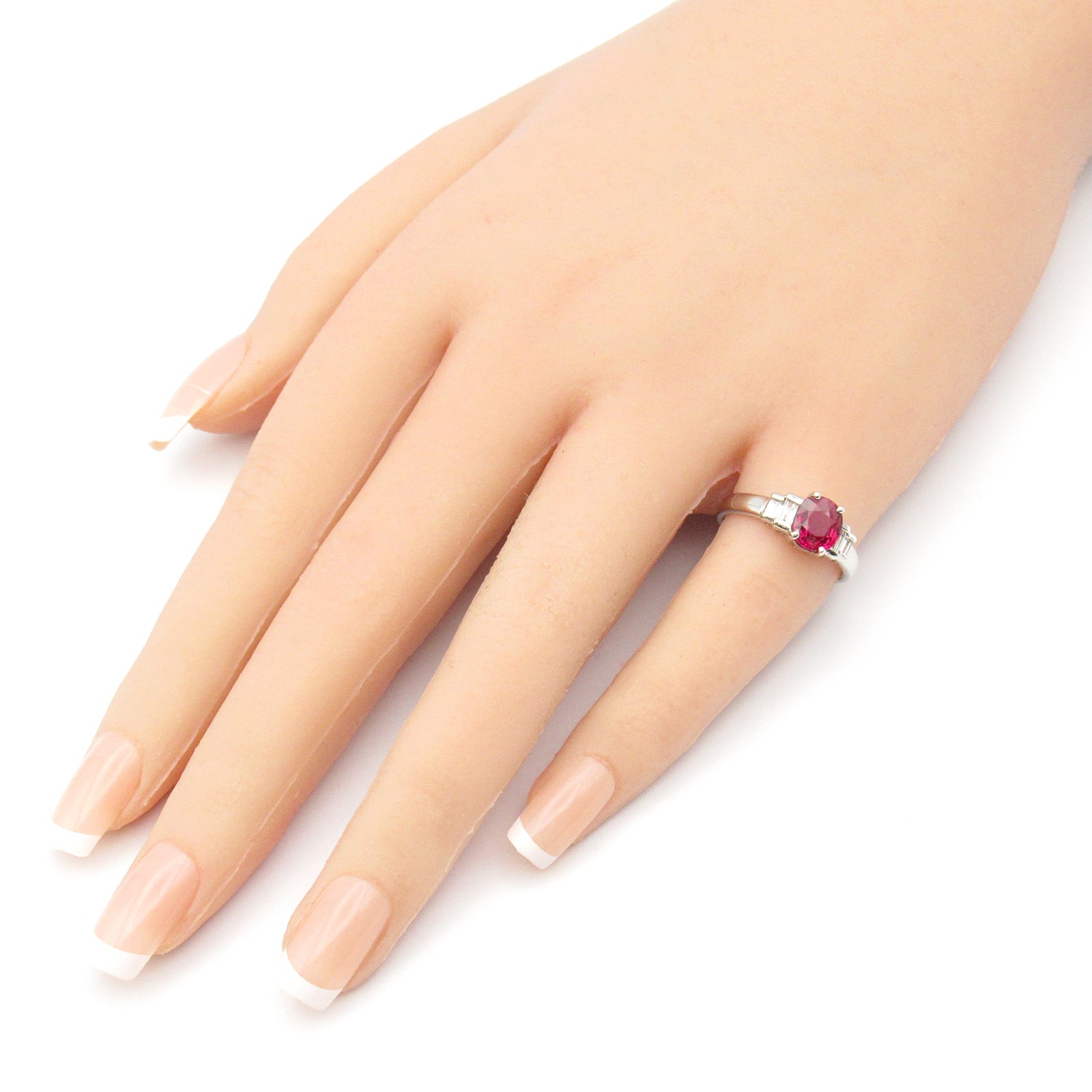 JEWELRY PT900鉑金Ruby/Diamond Ring紅寶石/鑽石戒指US#6
