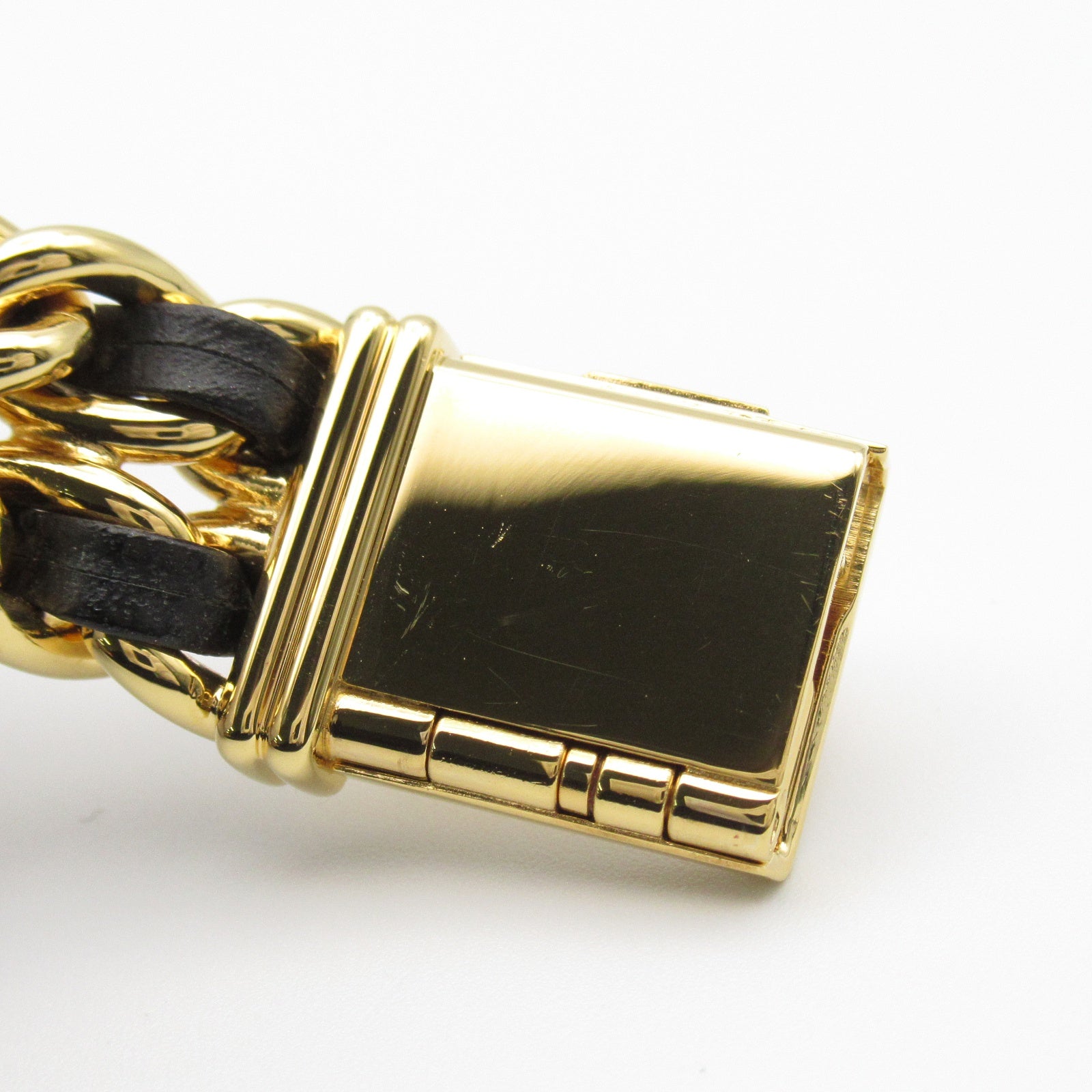 CHANEL Premiere M鍍金/皮革手錶石英機芯黑色#15cm