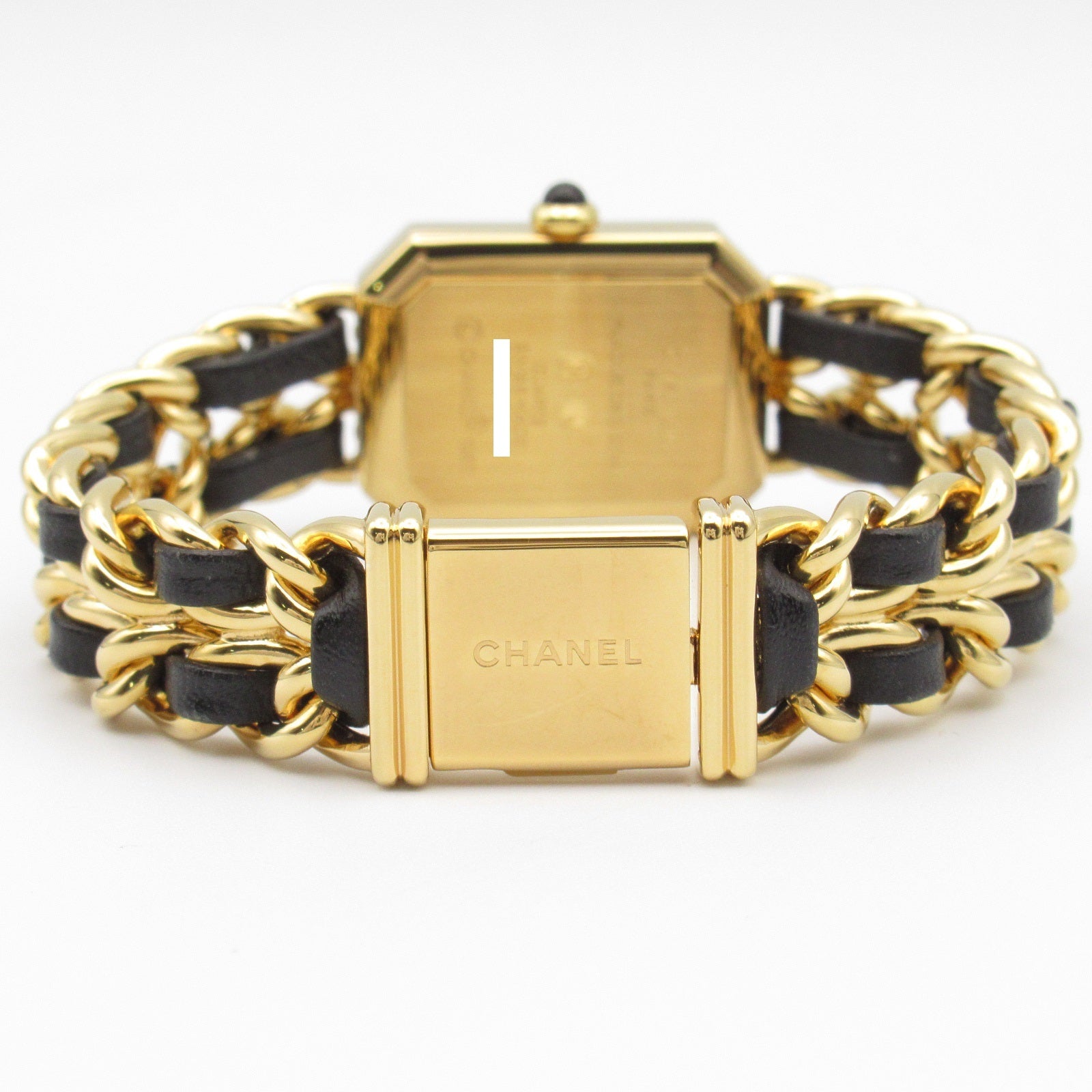 CHANEL Premiere M鍍金/皮革手錶石英機芯黑色#15cm