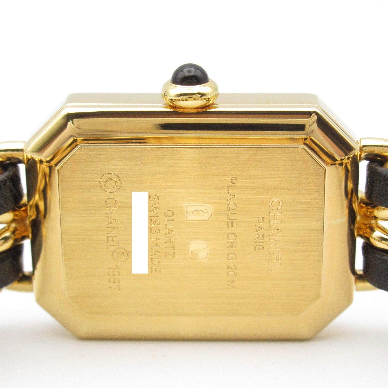 CHANEL Premiere M鍍金/皮革手錶石英機芯黑色#15cm