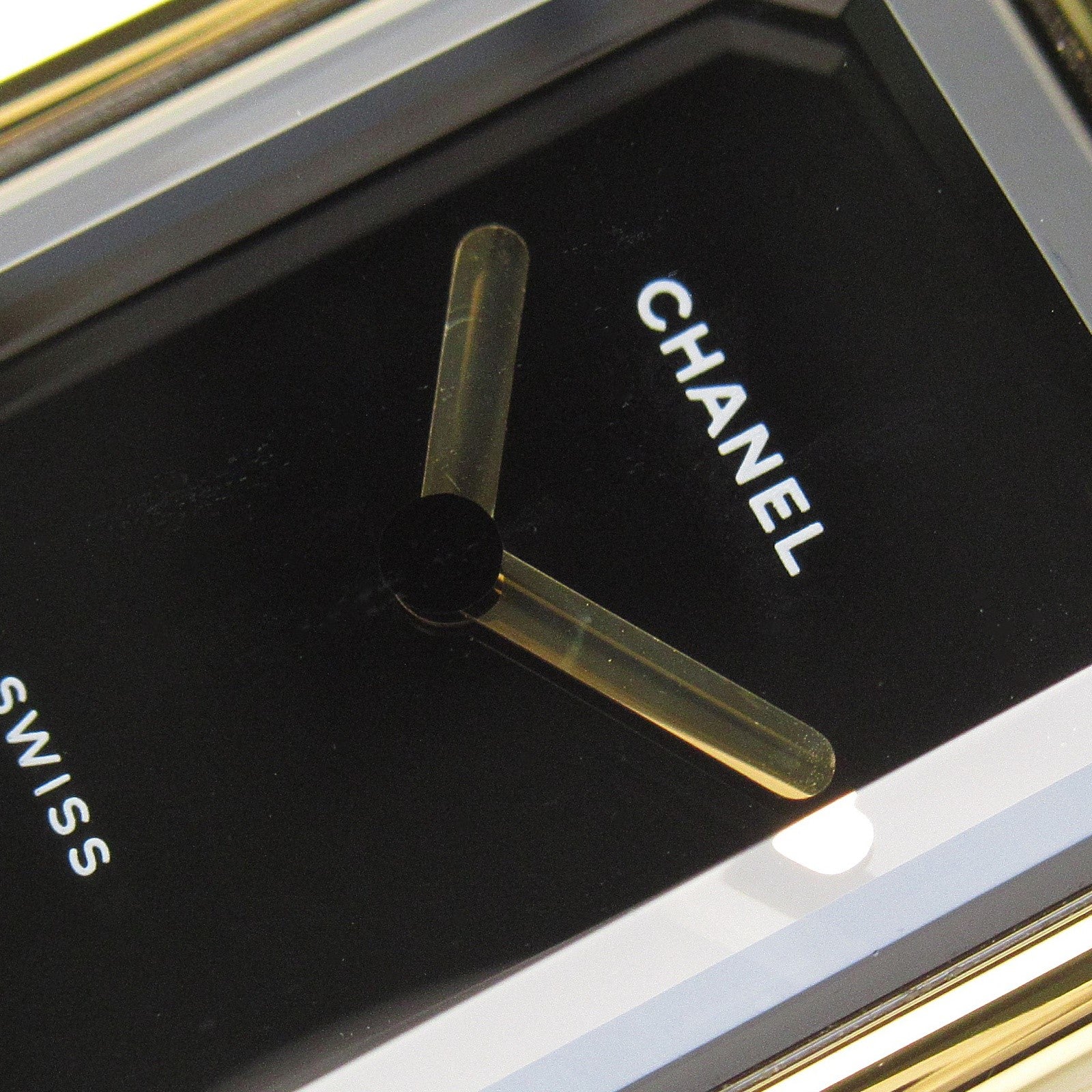 CHANEL Premiere M鍍金/皮革手錶石英機芯黑色#15cm