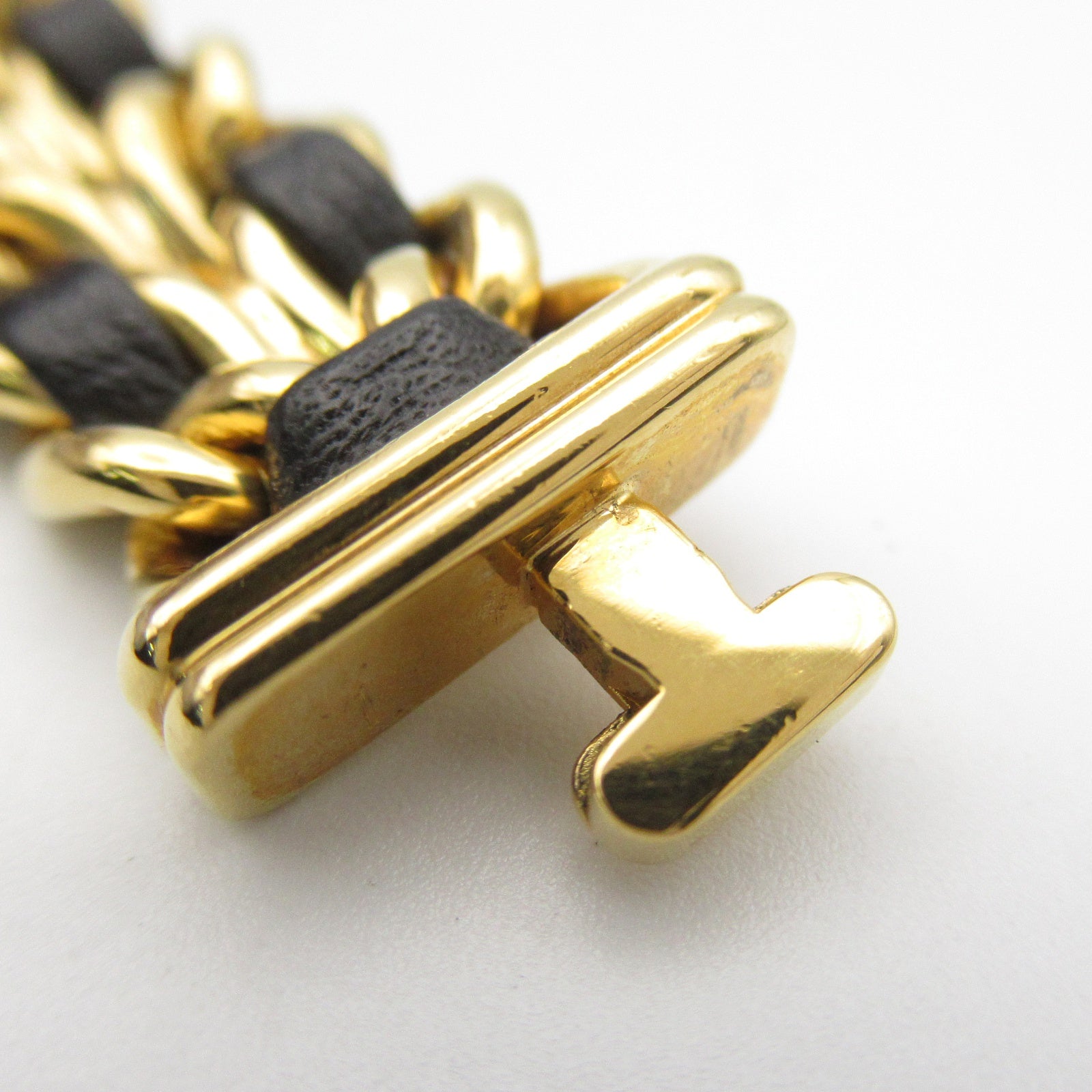 CHANEL CC Premiere L Quartz Watch H0001 Gold Plated Leather Black