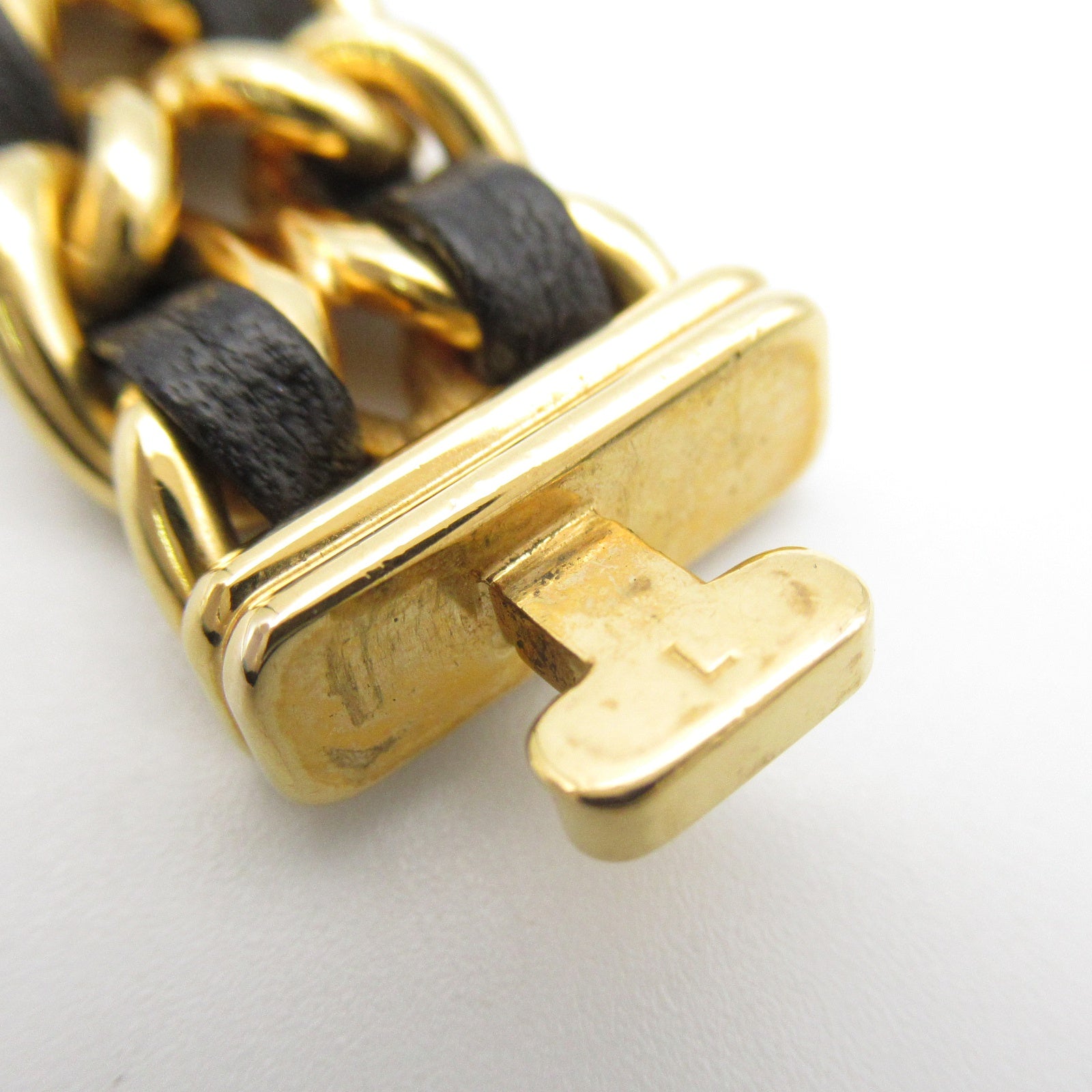 CHANEL CC Premiere L Quartz Watch H0001 Gold Plated Leather Black