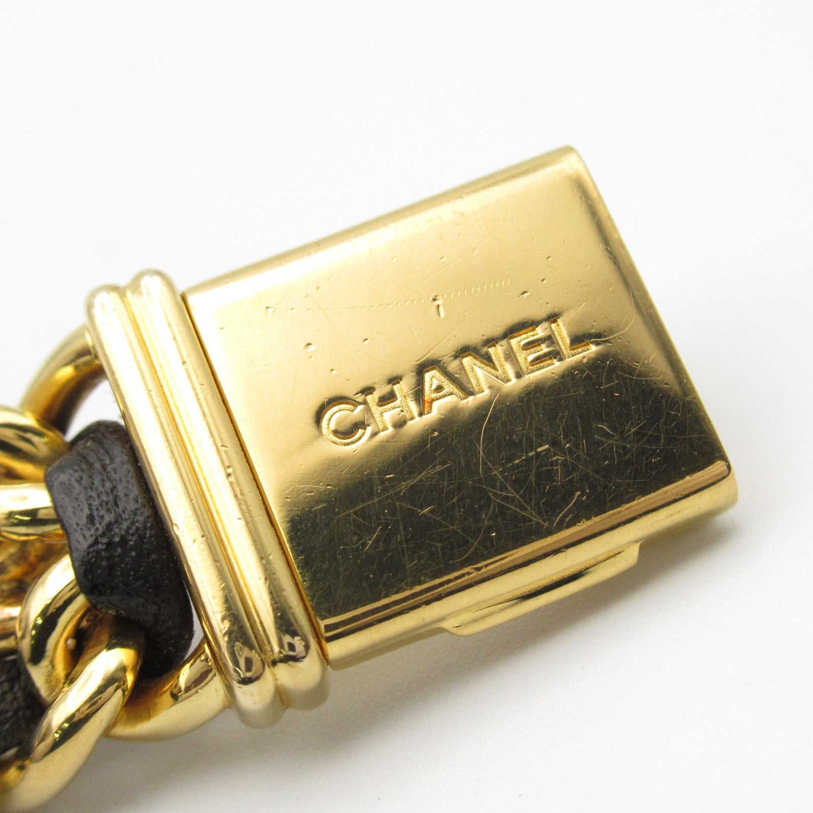 CHANEL CC Premiere L Quartz Watch H0001 Gold Plated Leather Black