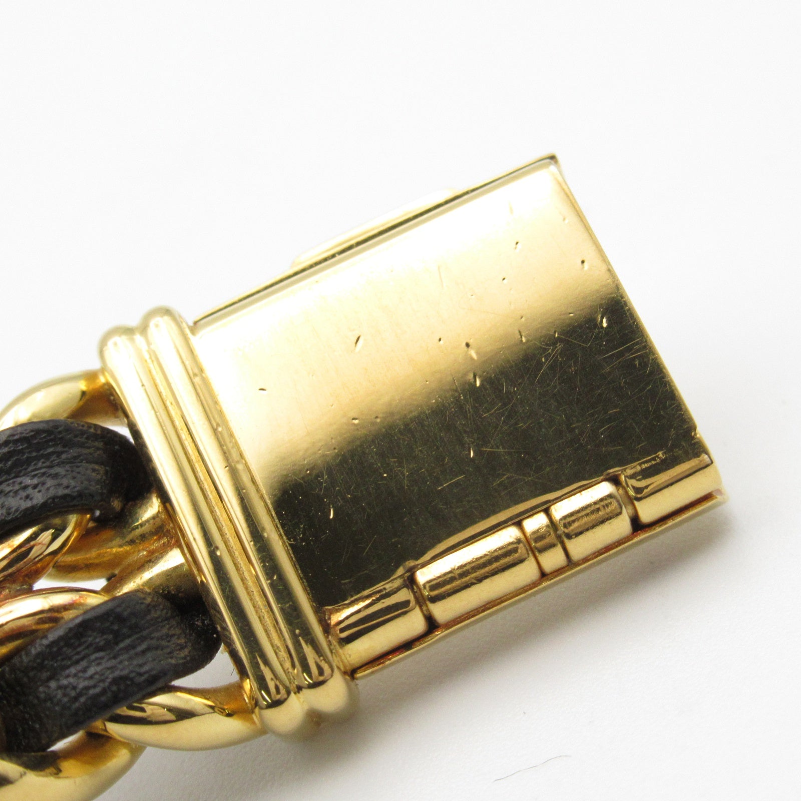 CHANEL CC Premiere L Quartz Watch H0001 Gold Plated Leather Black