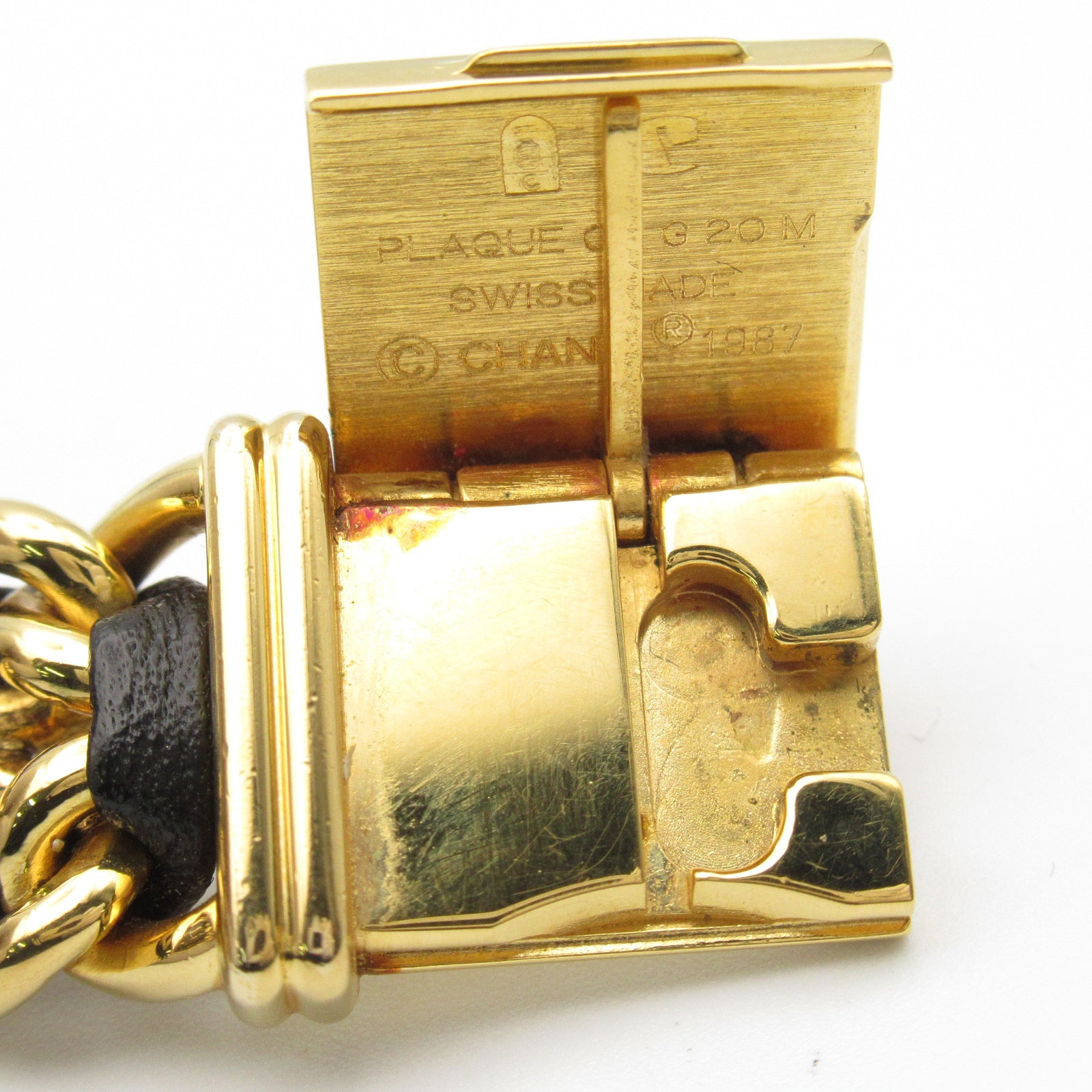 CHANEL CC Premiere L Quartz Watch H0001 Gold Plated Leather Black